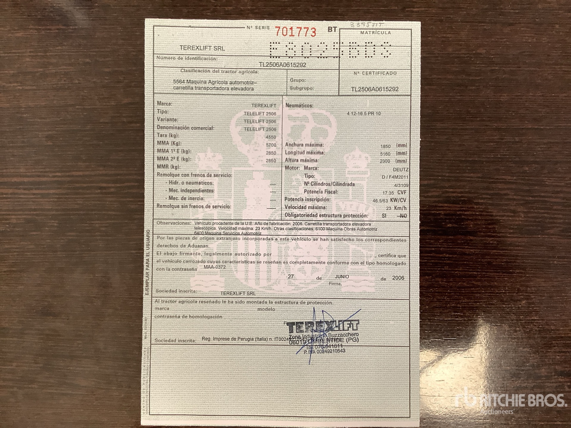 2006 Terex GTH2506