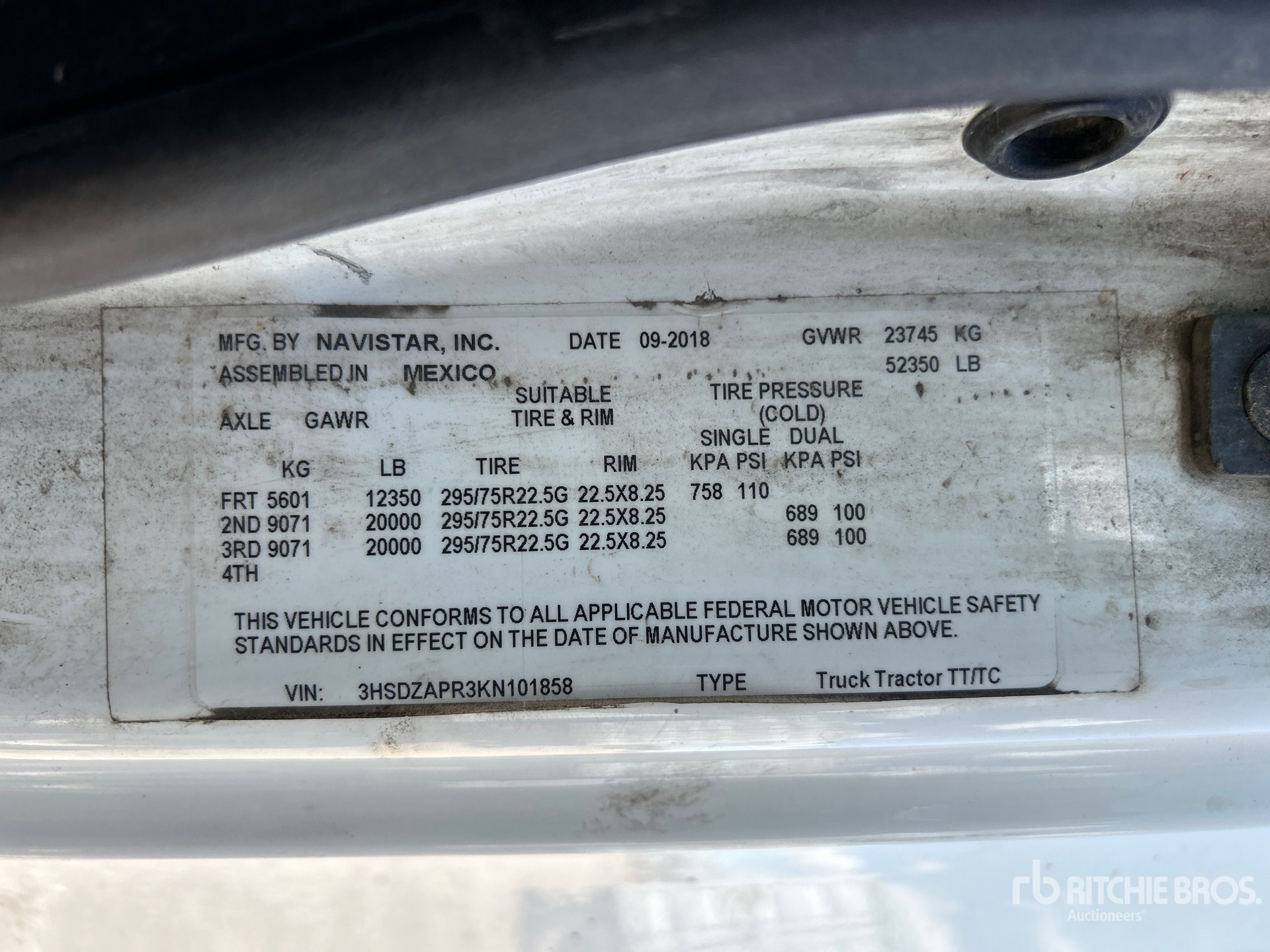 General Appearance with Serial Number / VIN