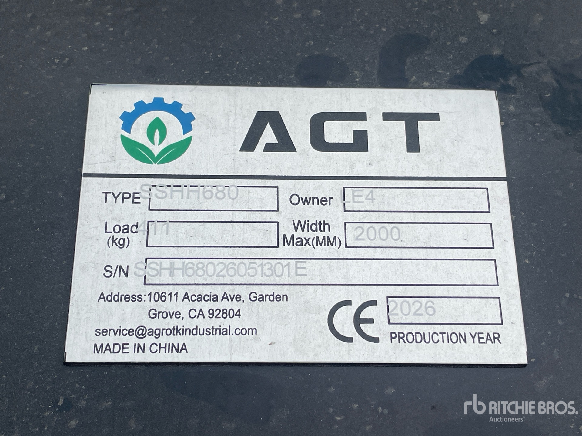 General Appearance with Serial Number / VIN