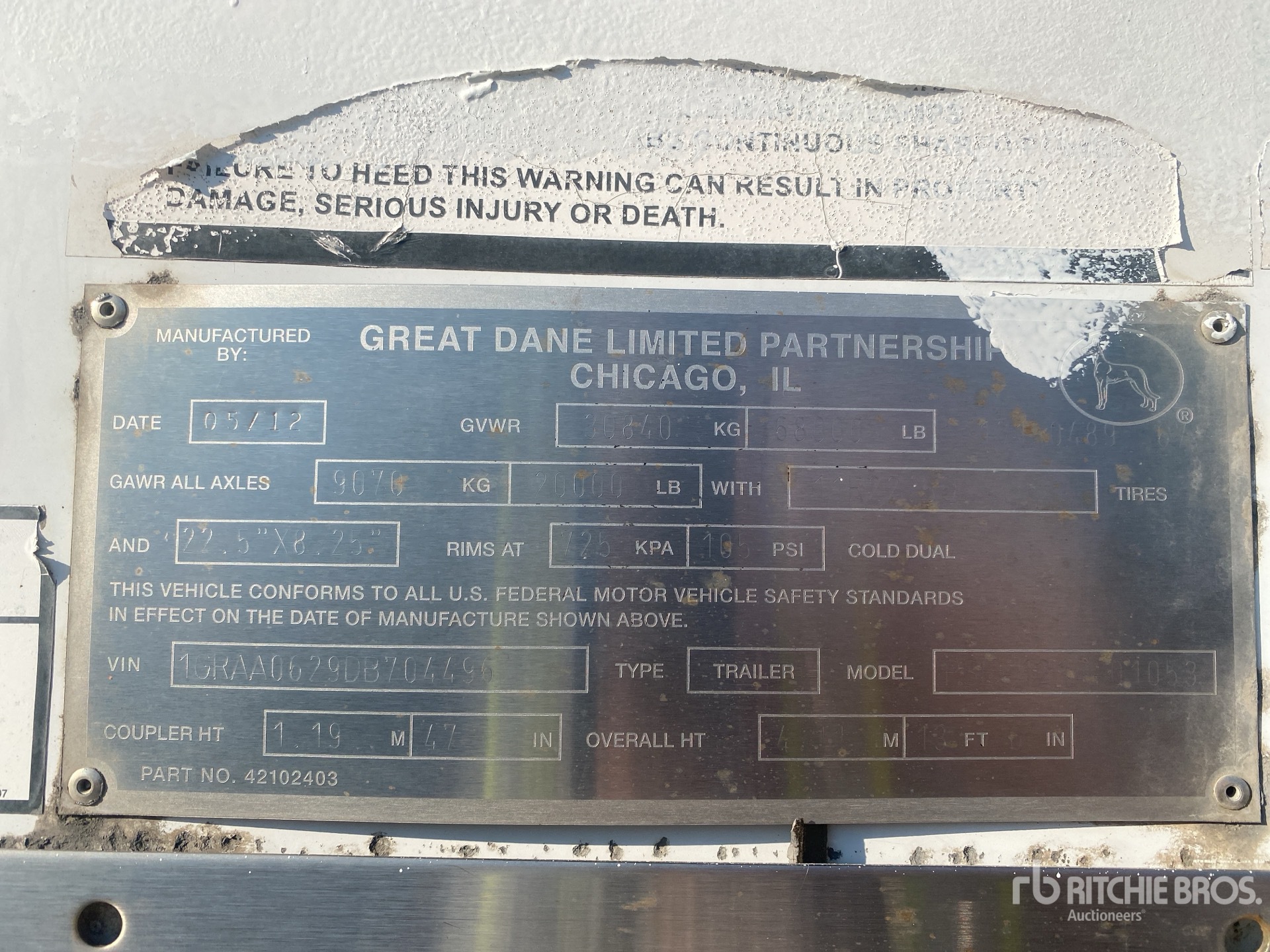 2013 Great Dane 53 ft x 102 in T/A