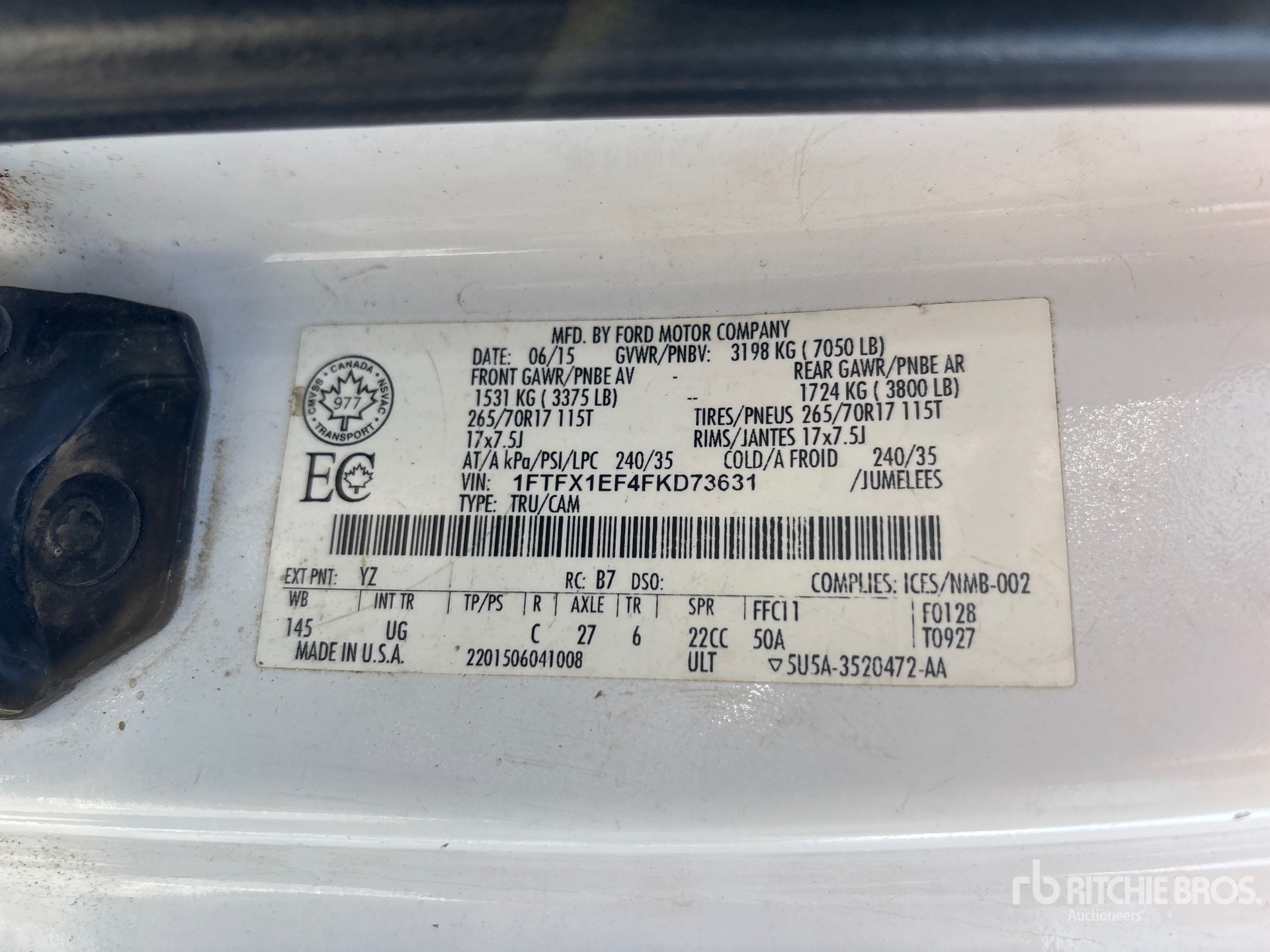 General Appearance with Serial Number / VIN