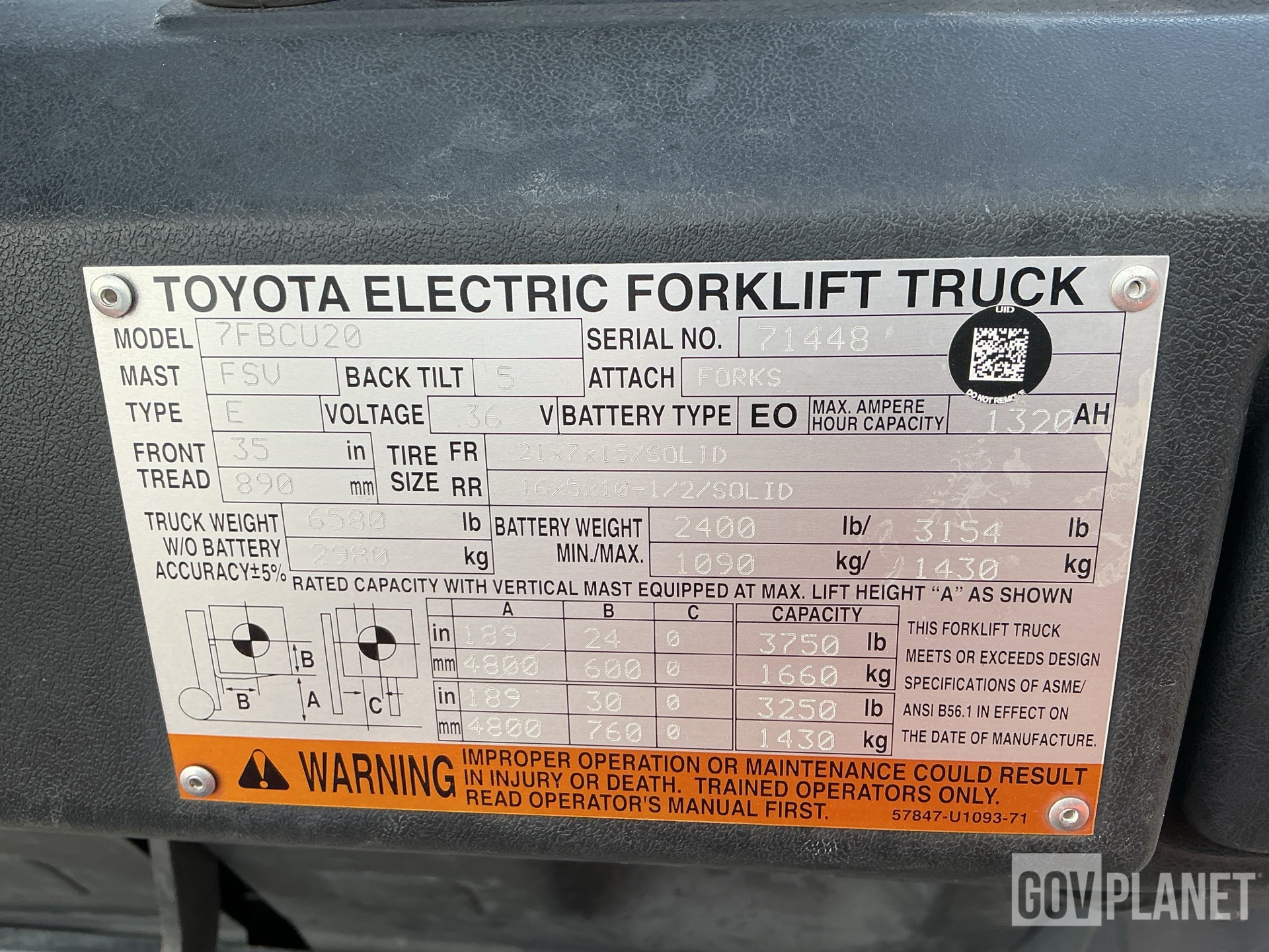 General Appearance with Serial Number / VIN