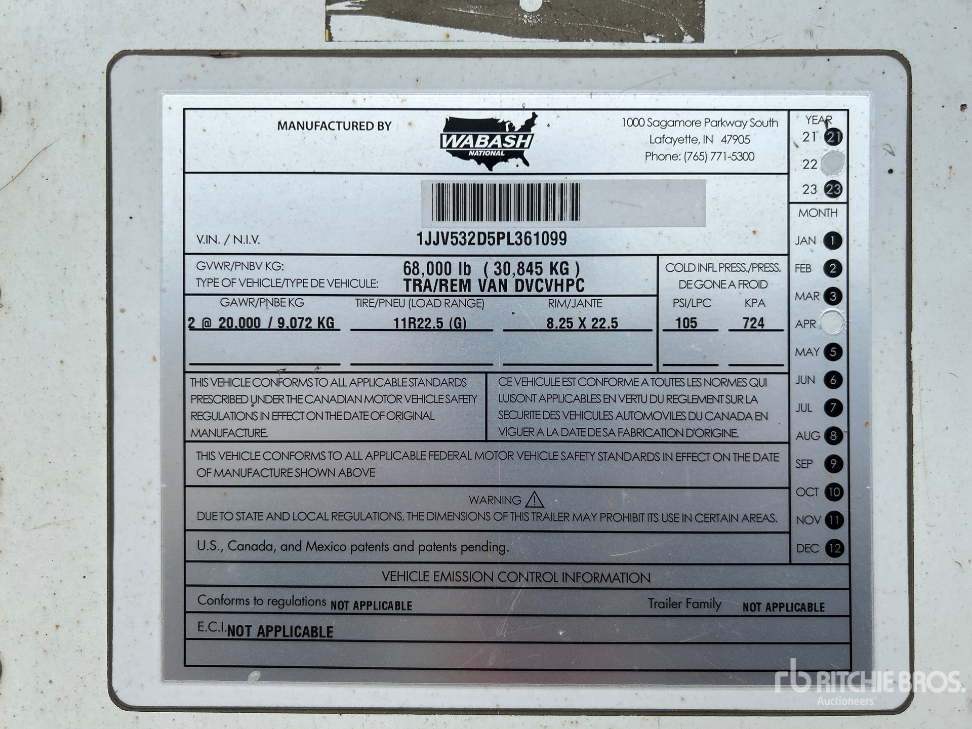 General Appearance with Serial Number / VIN