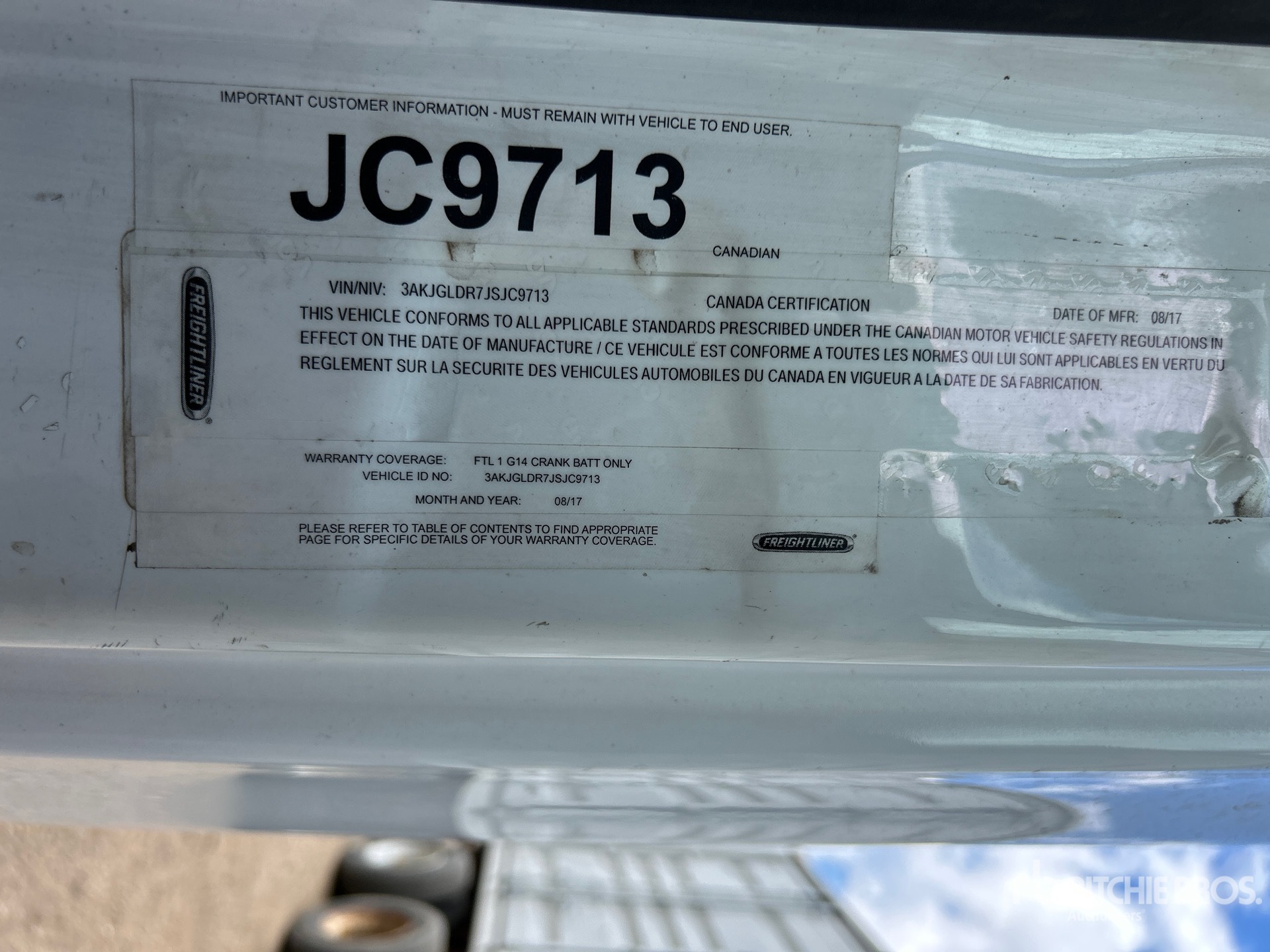 General Appearance with Serial Number / VIN