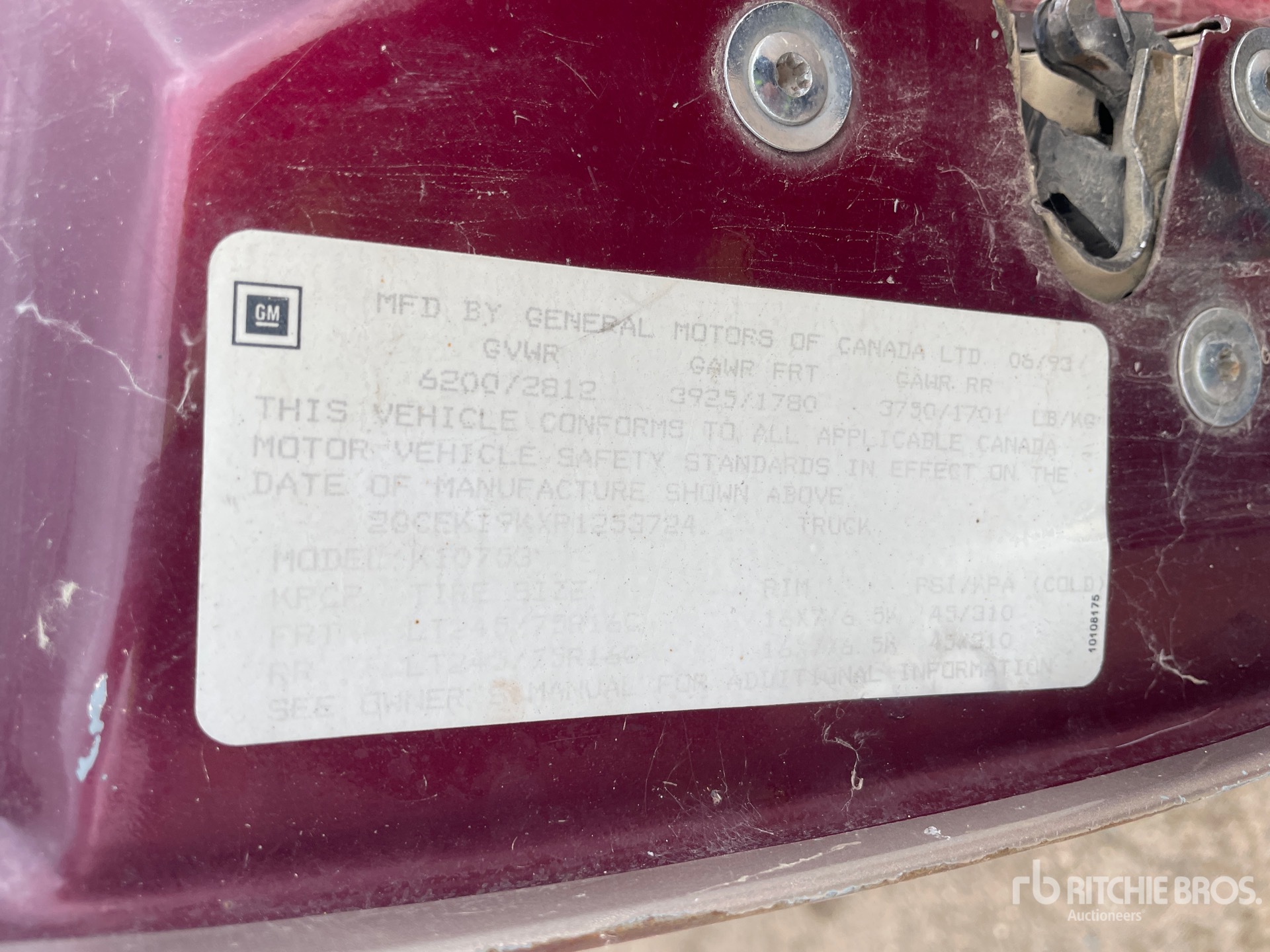 General Appearance with Serial Number / VIN