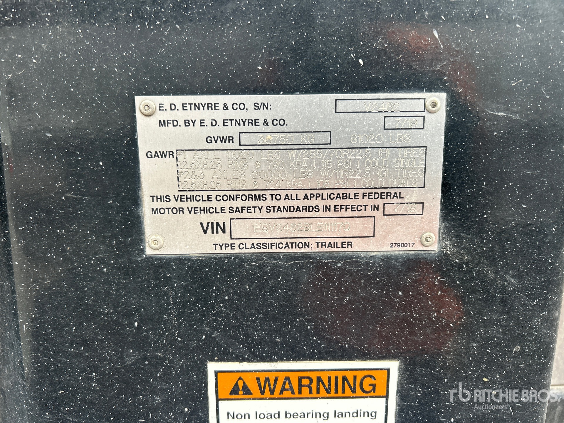 General Appearance with Serial Number / VIN