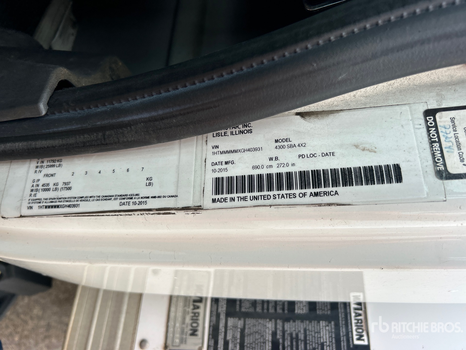 General Appearance with Serial Number / VIN