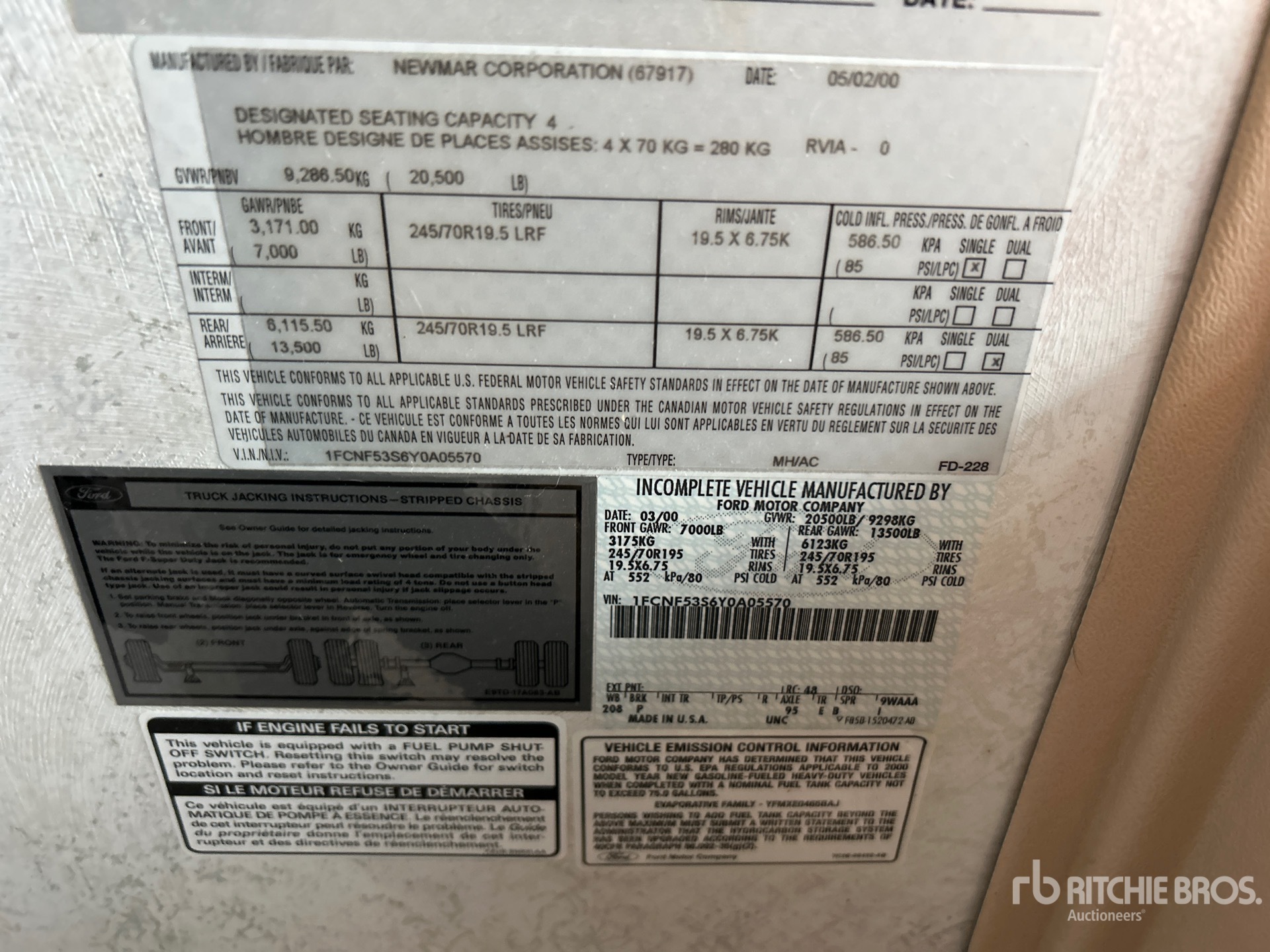 General Appearance with Serial Number / VIN