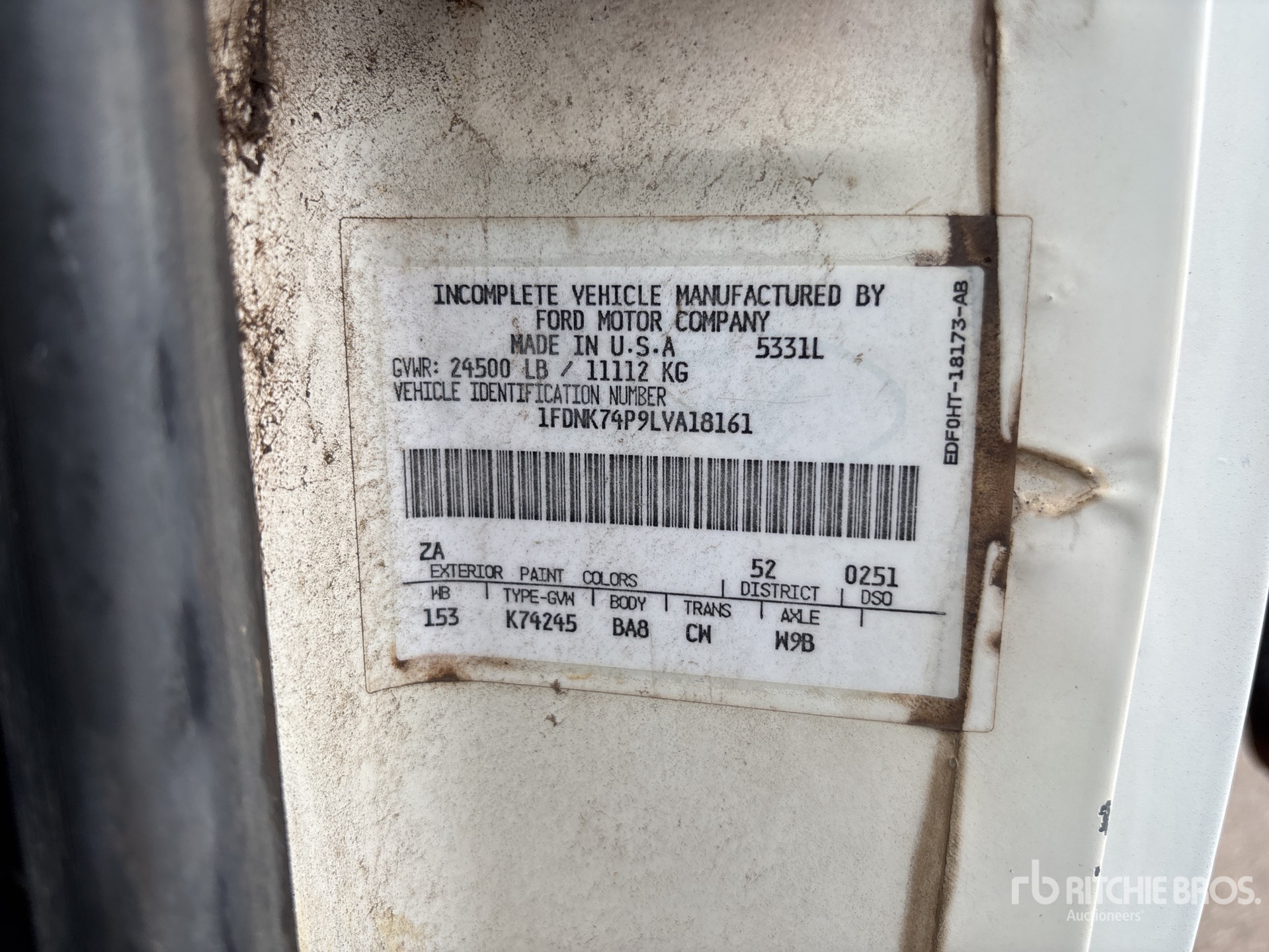 General Appearance with Serial Number / VIN
