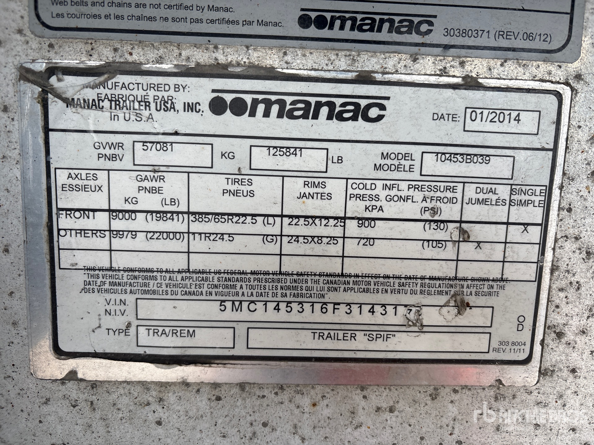 2015 Manac 53 ft Quad/A