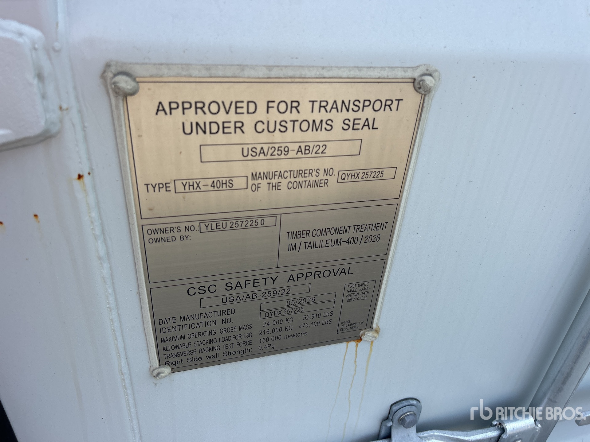 General Appearance with Serial Number / VIN