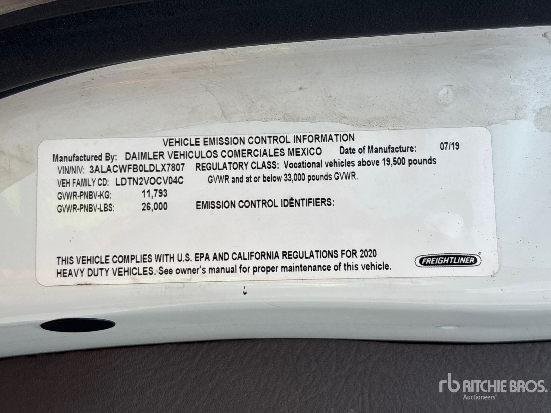 General Appearance with Serial Number / VIN