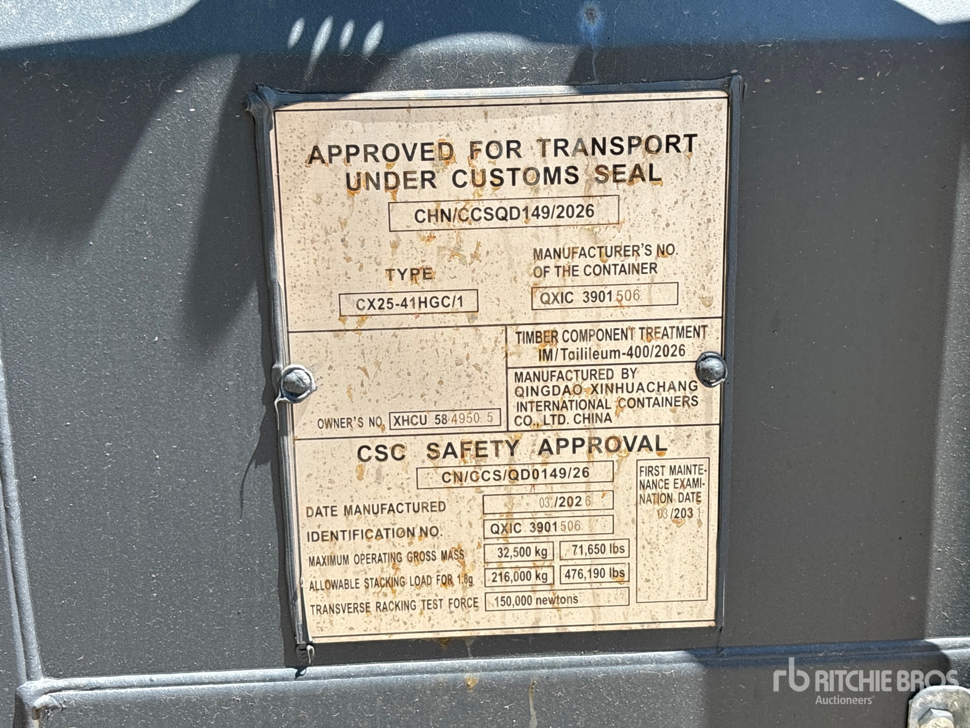 General Appearance with Serial Number / VIN