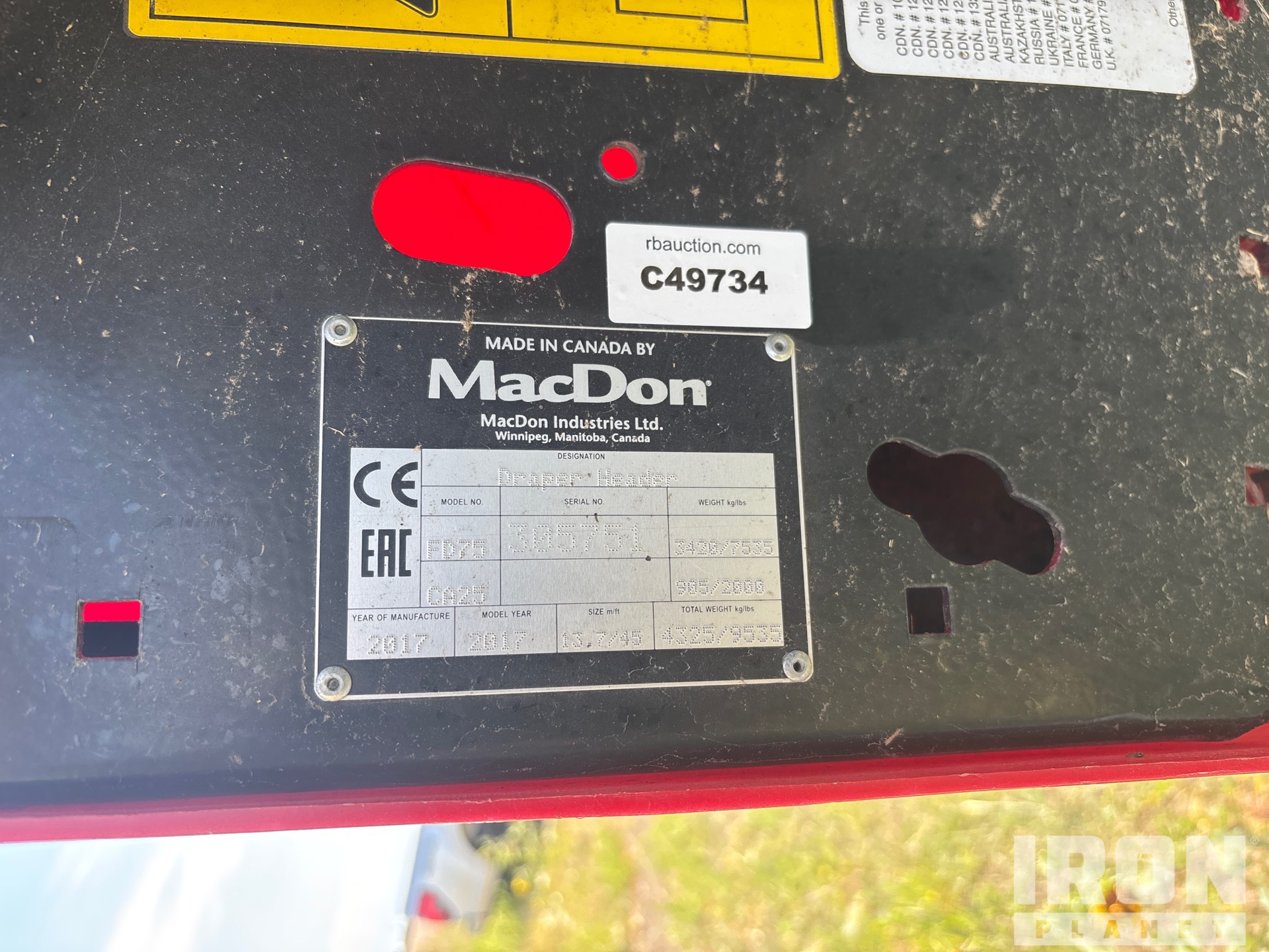 2017 Macdon FD75
