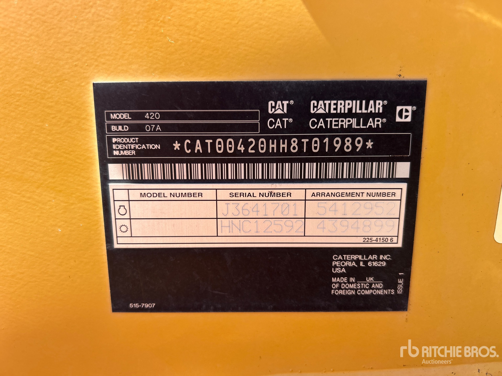 General Appearance with Serial Number / VIN