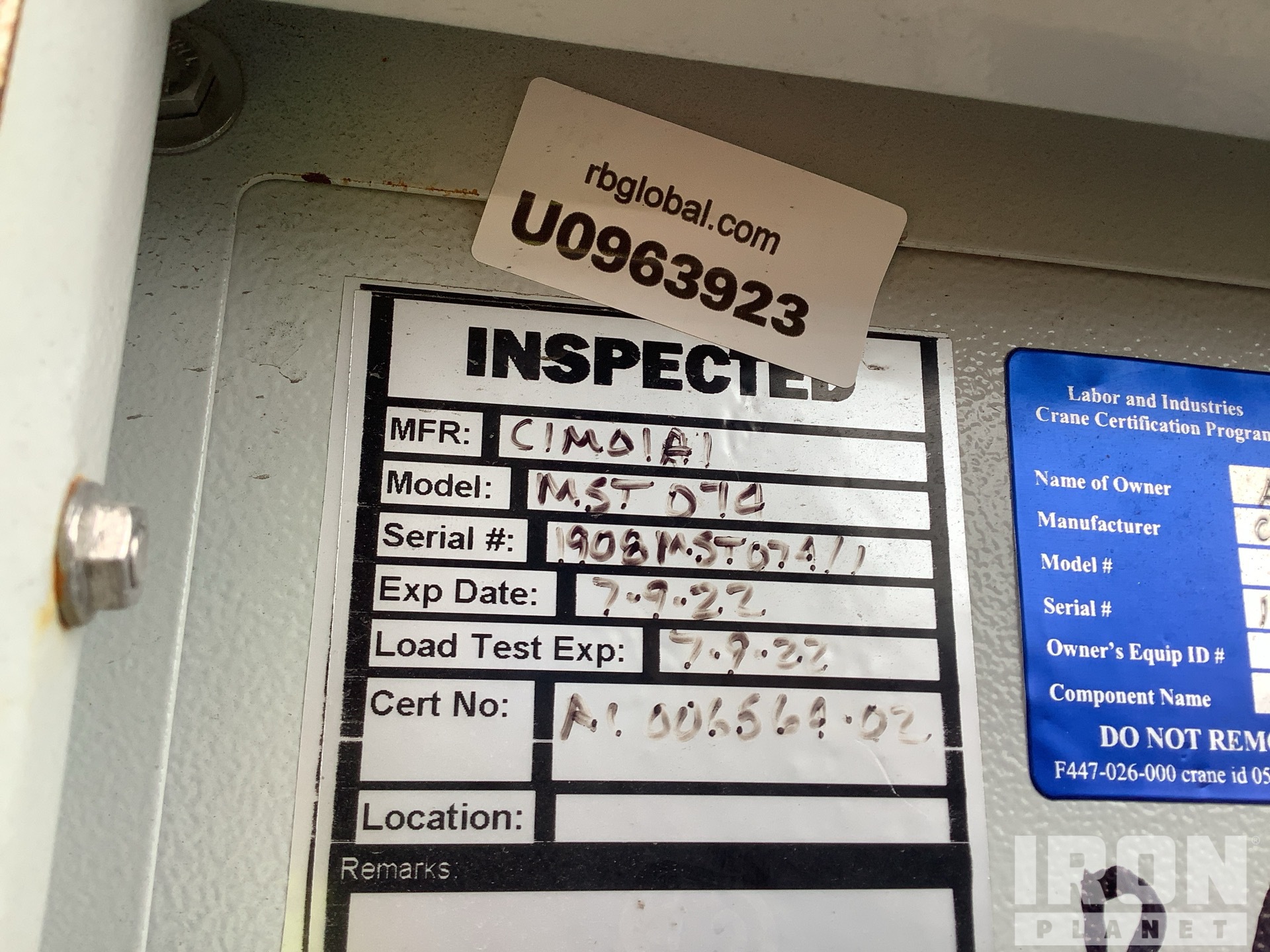 General Appearance with Serial Number / VIN