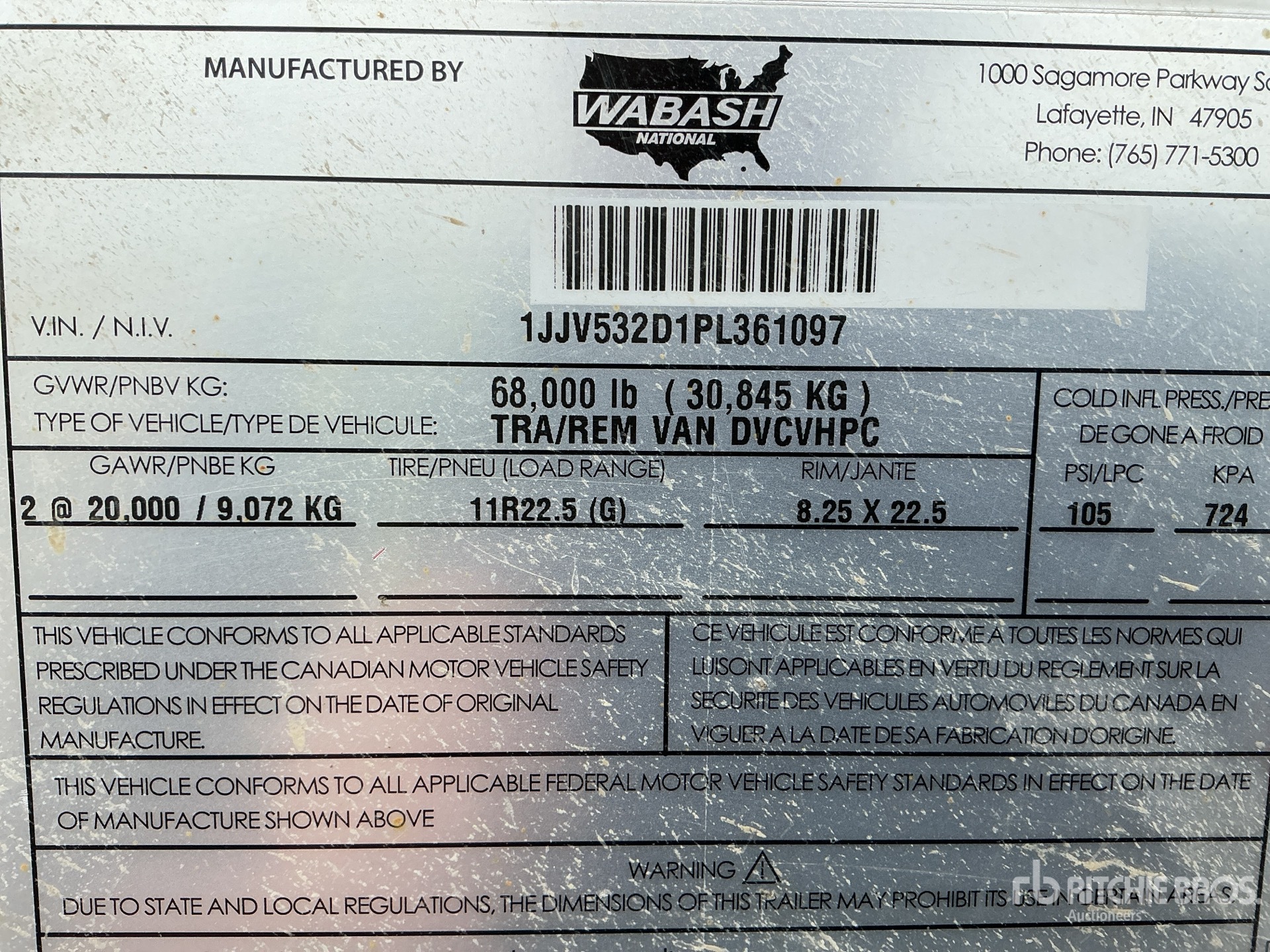 General Appearance with Serial Number / VIN