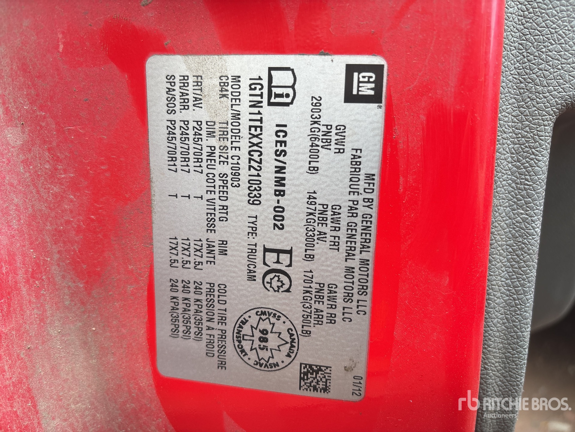 General Appearance with Serial Number / VIN