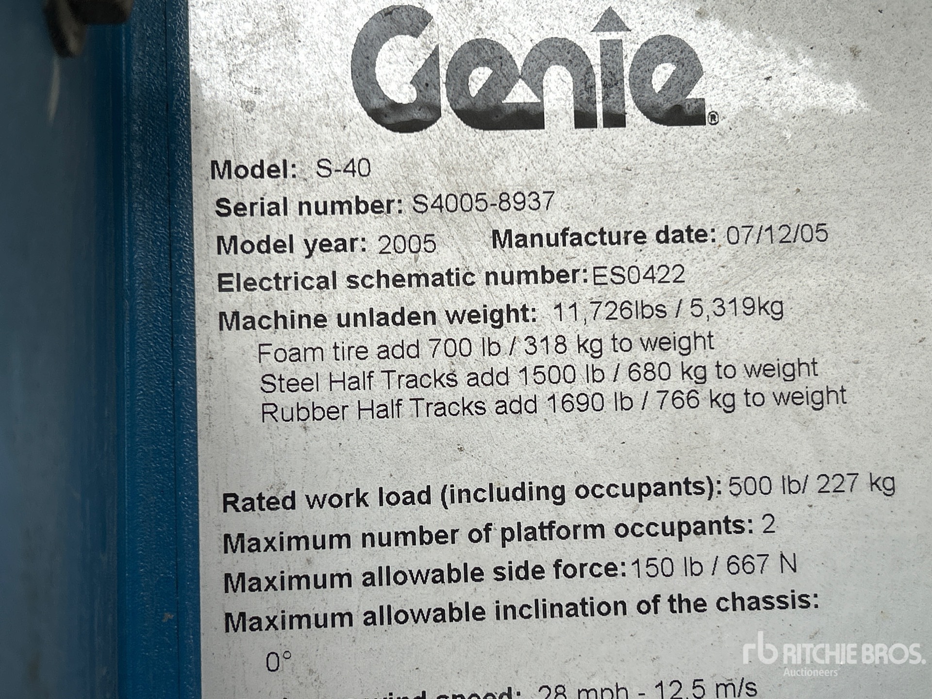 Photo of a 2005 Genie S-40