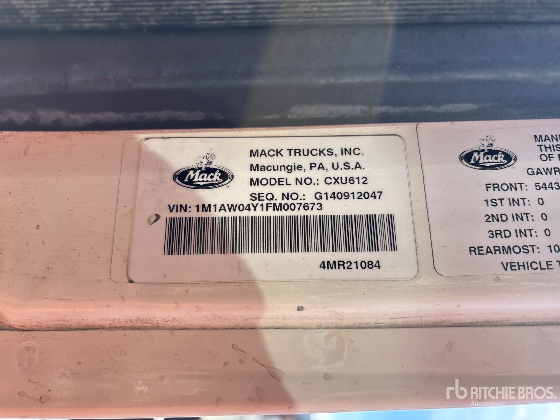 2015 Mack CXU612