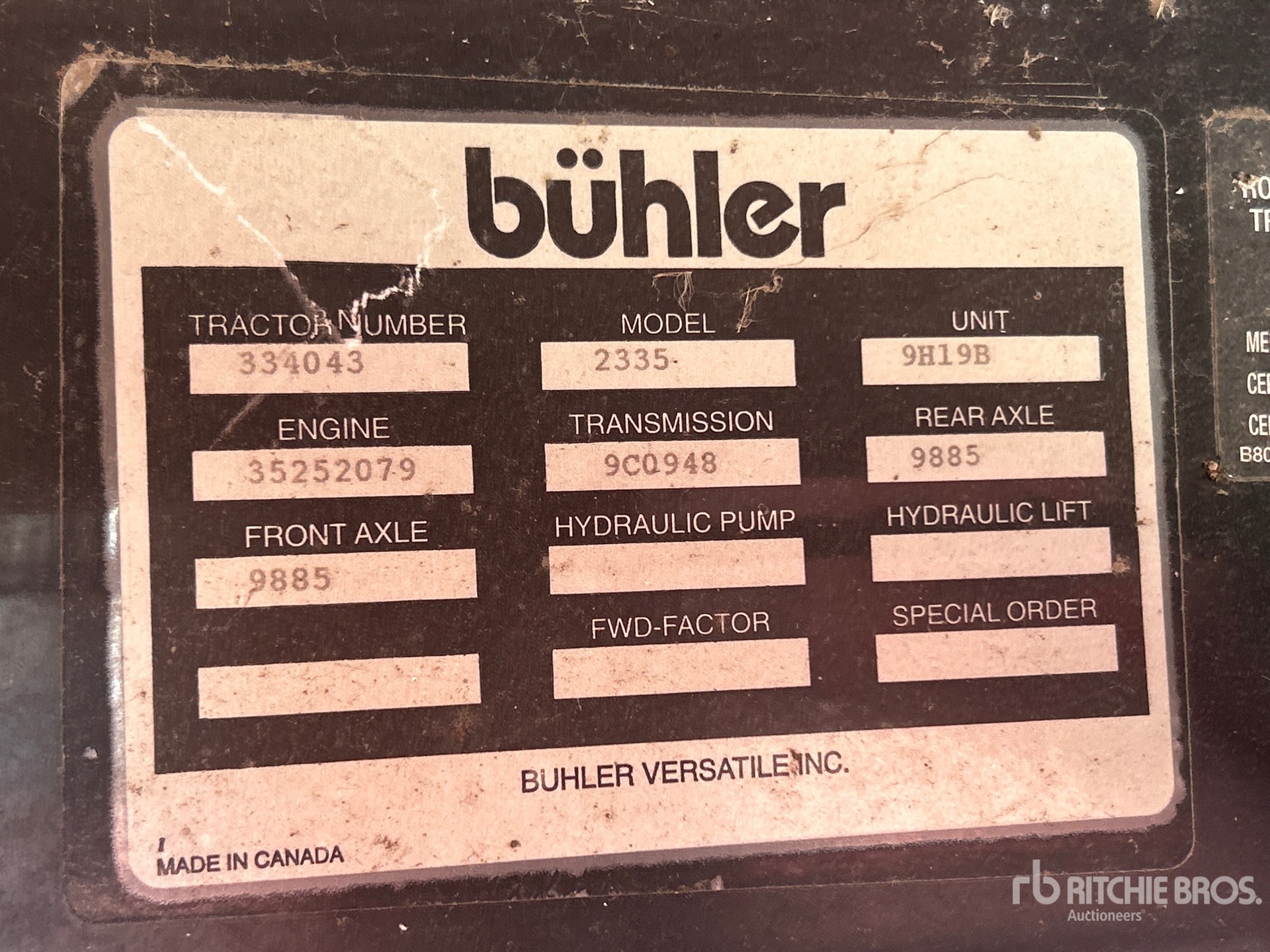 General Appearance with Serial Number / VIN