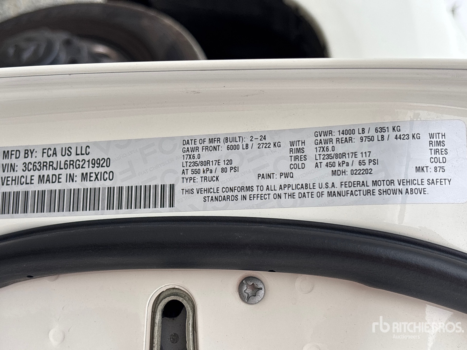 General Appearance with Serial Number / VIN