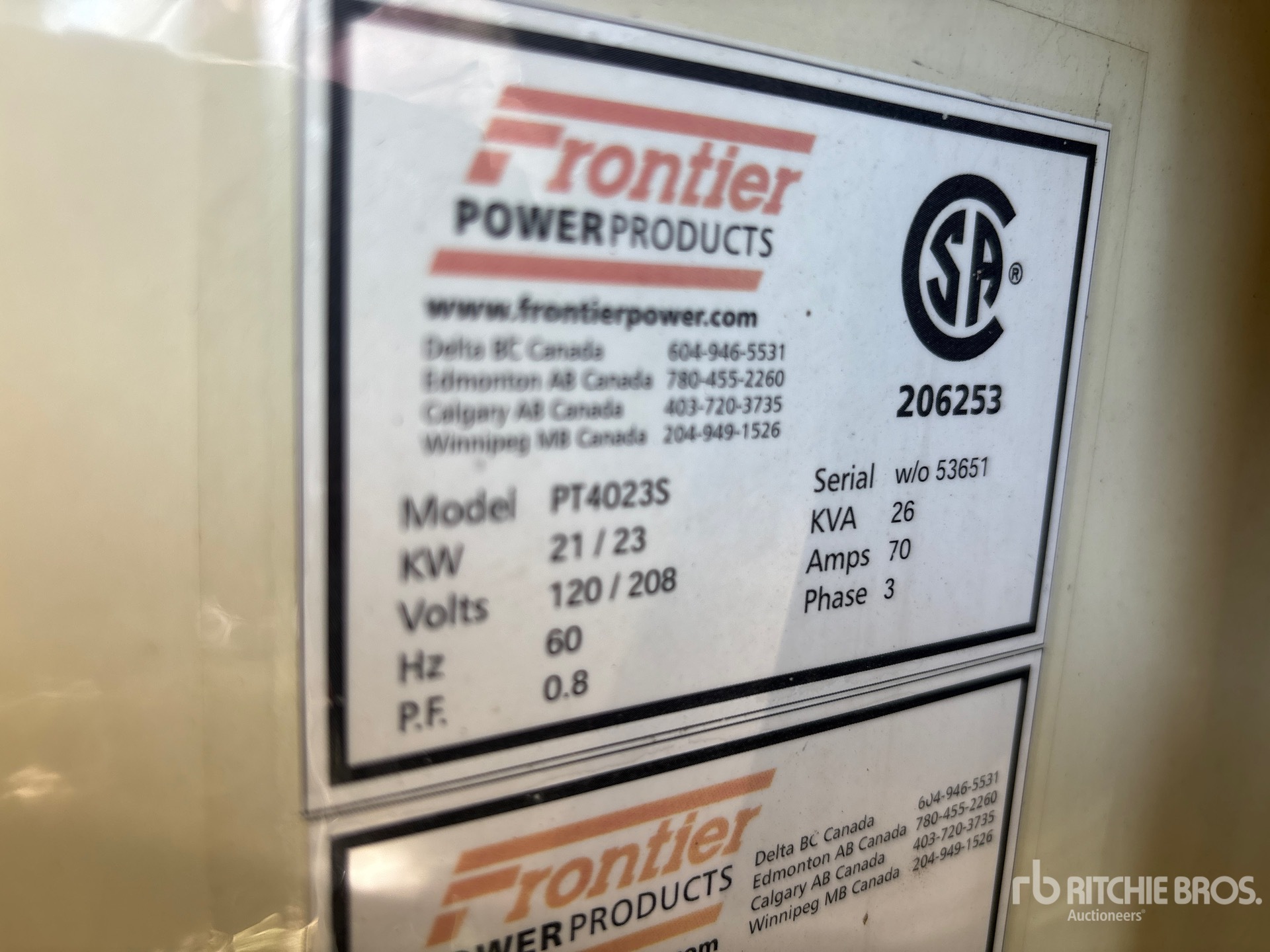 General Appearance with Serial Number / VIN
