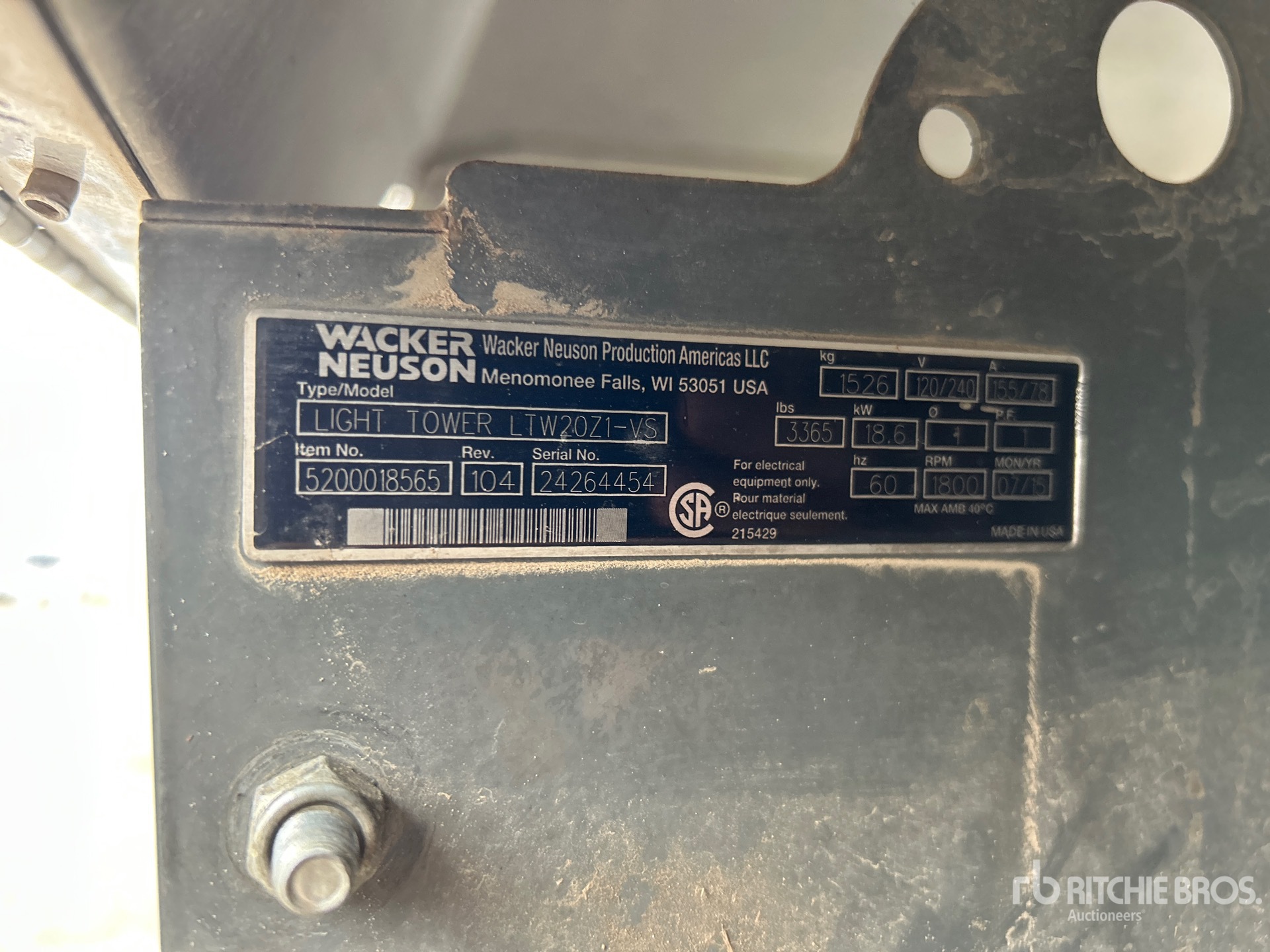 2015 Wacker Neuson LTW20Z1-VS