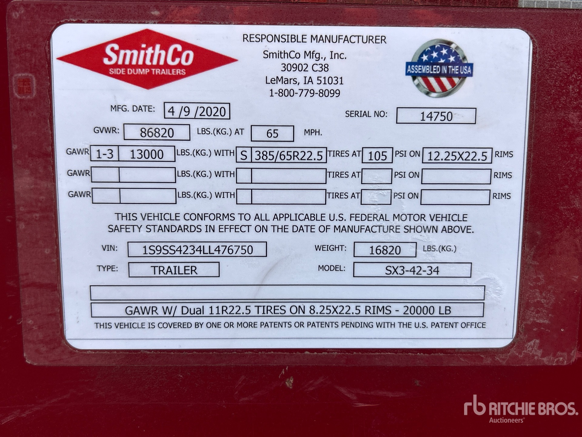 2020 Smithco 34 ft Tri/A