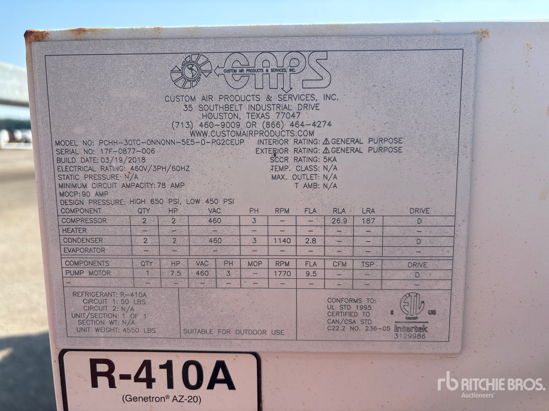 General Appearance with Serial Number / VIN