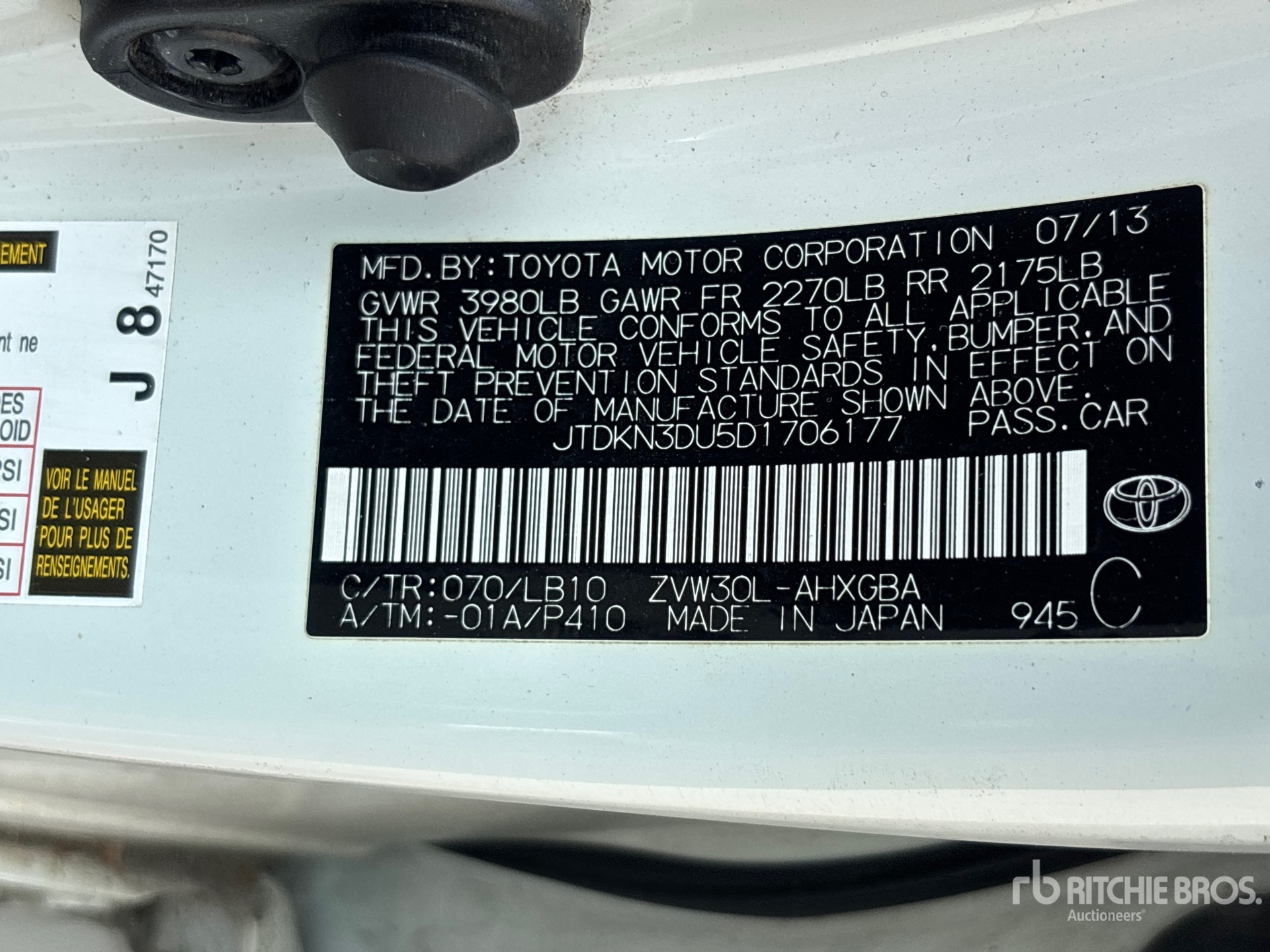 General Appearance with Serial Number / VIN
