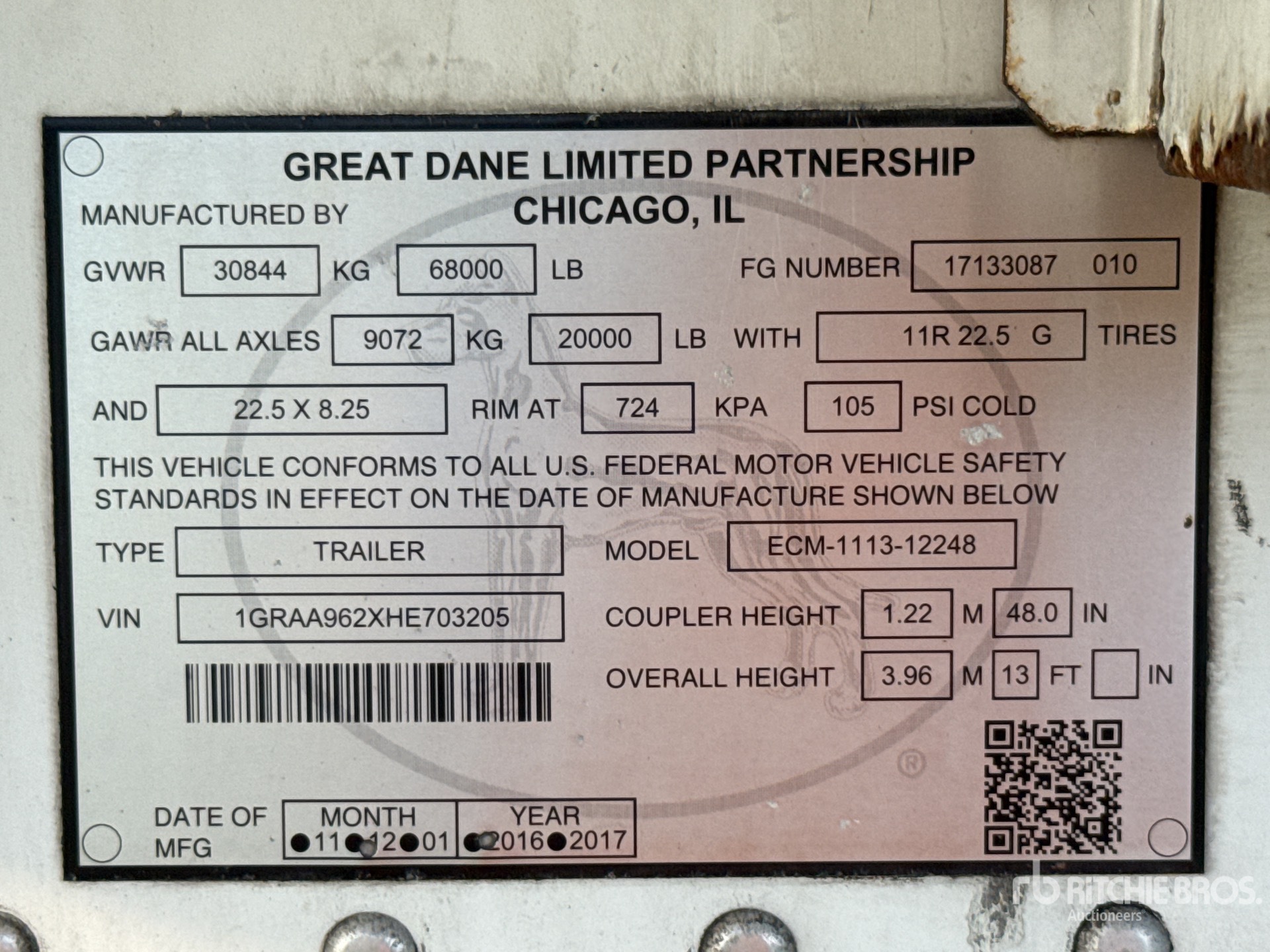 2017 Great Dane 48 FT X 102 IN T/A