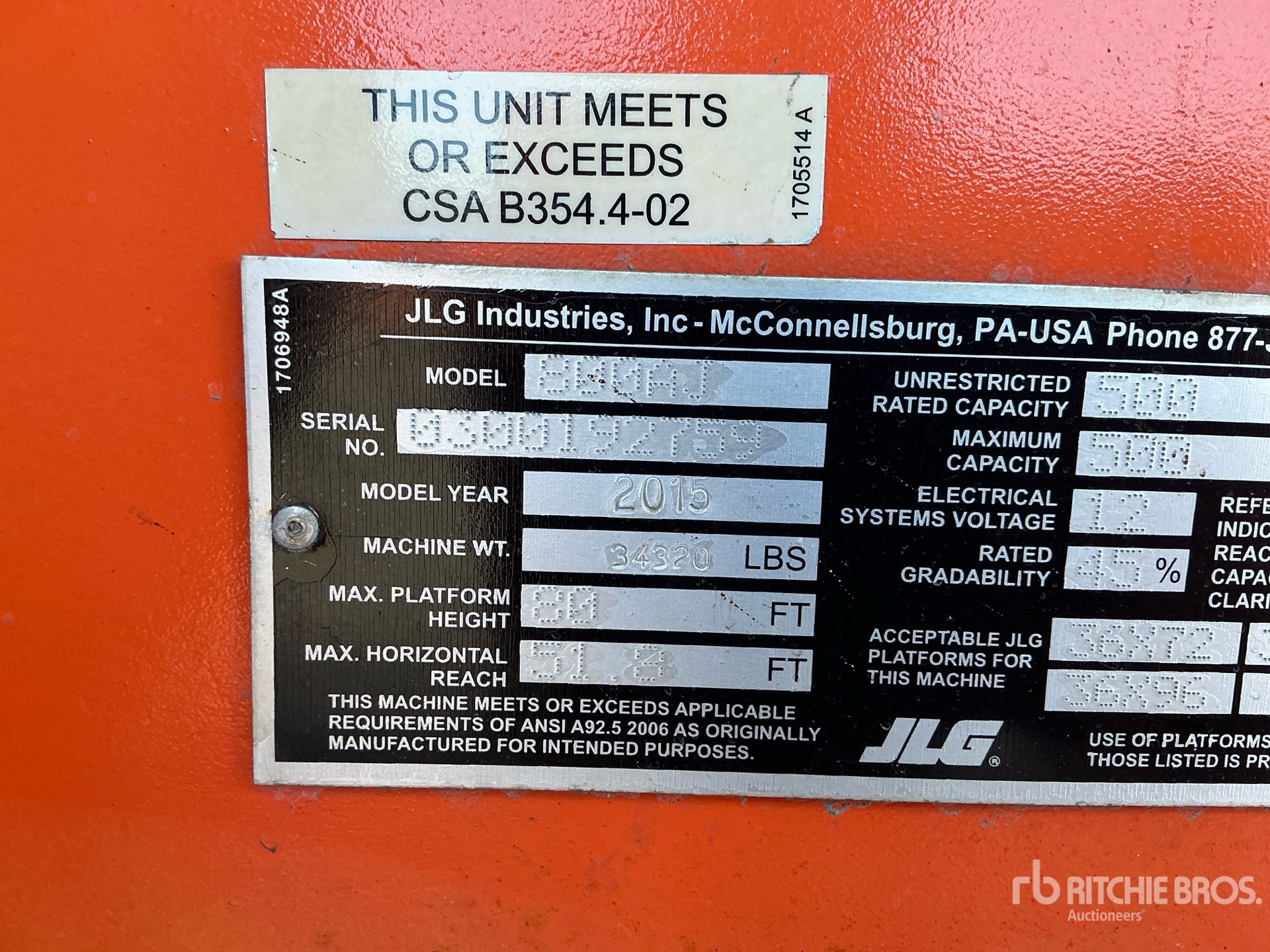 2015 JLG 800 AJ
