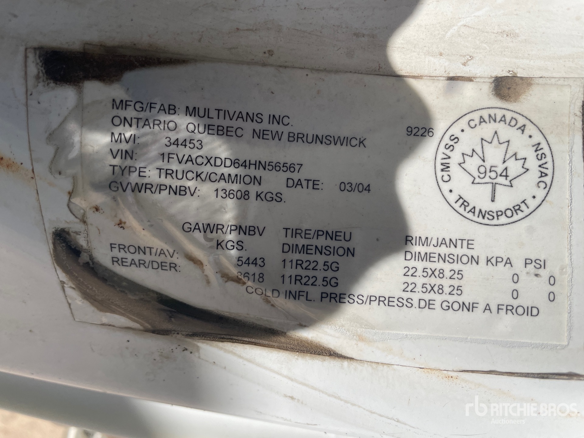 General Appearance with Serial Number / VIN
