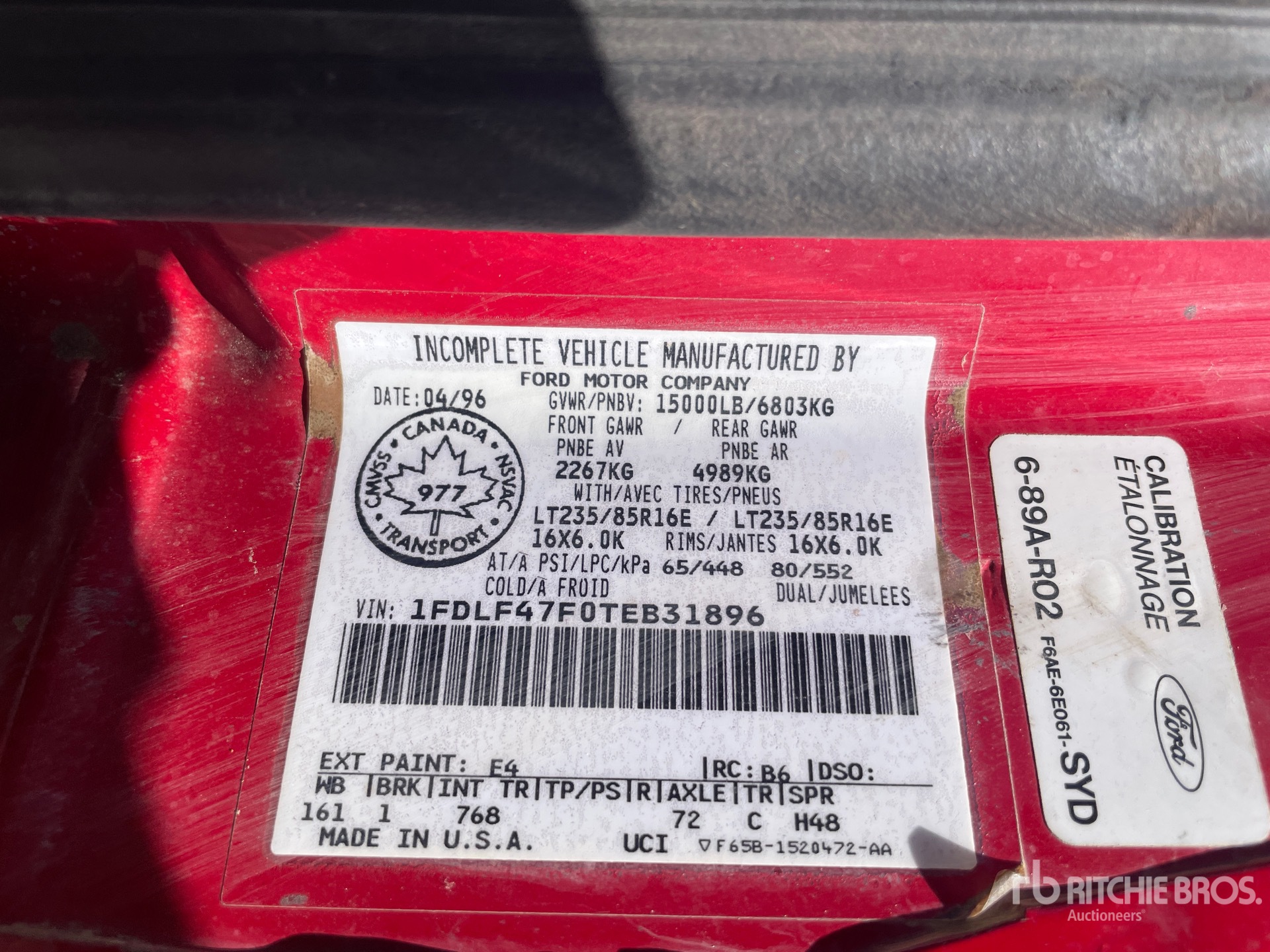 General Appearance with Serial Number / VIN