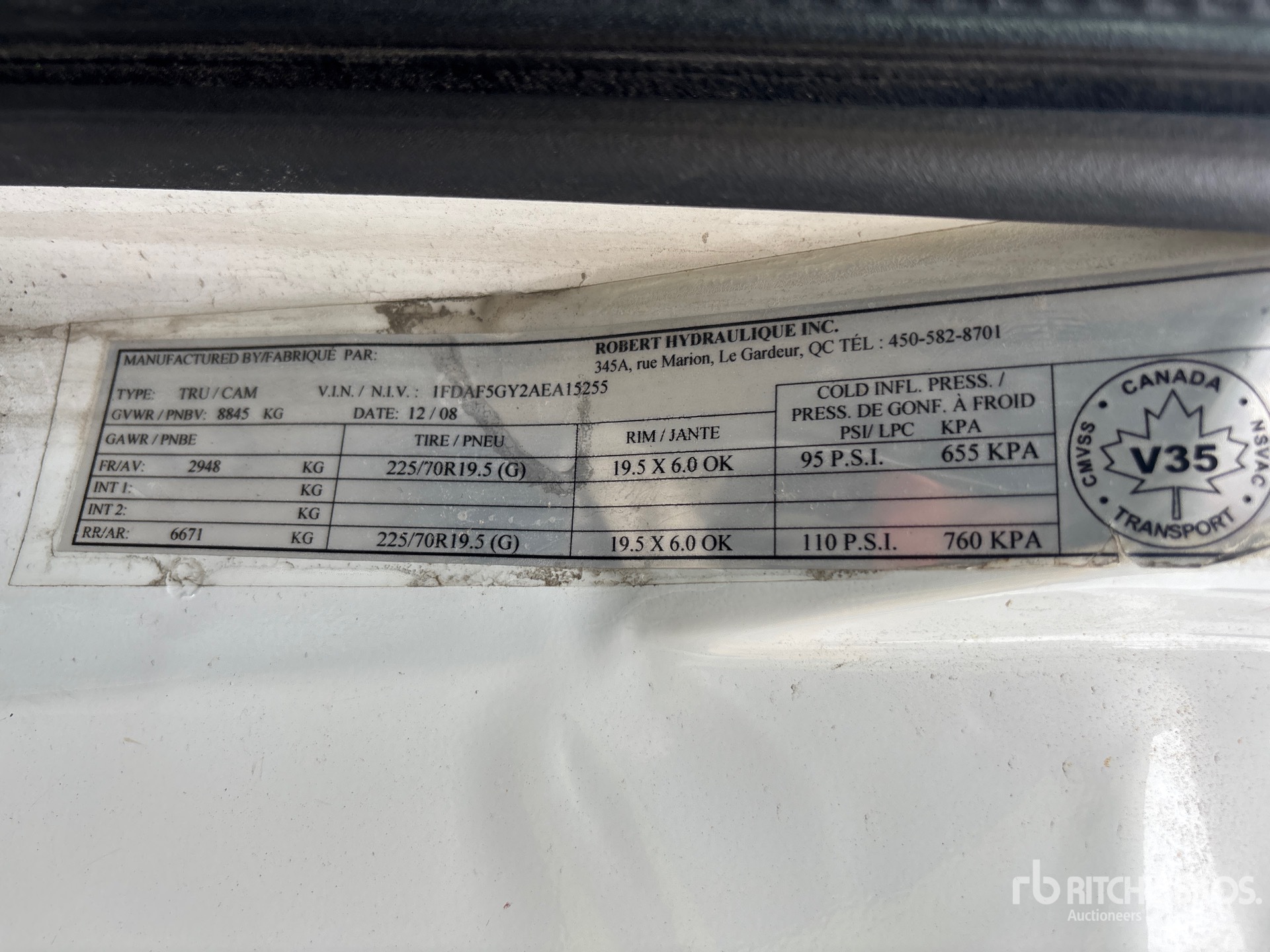 General Appearance with Numéro de série/Numéro d'identification du véhicule automobile