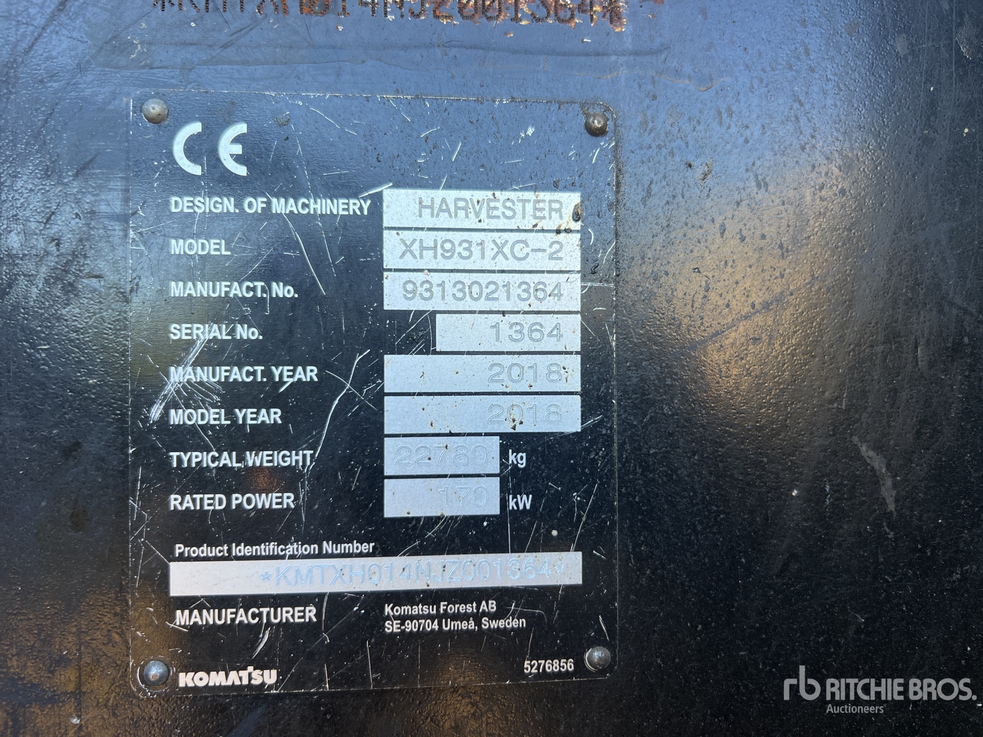2018 Komatsu XH931XC-2