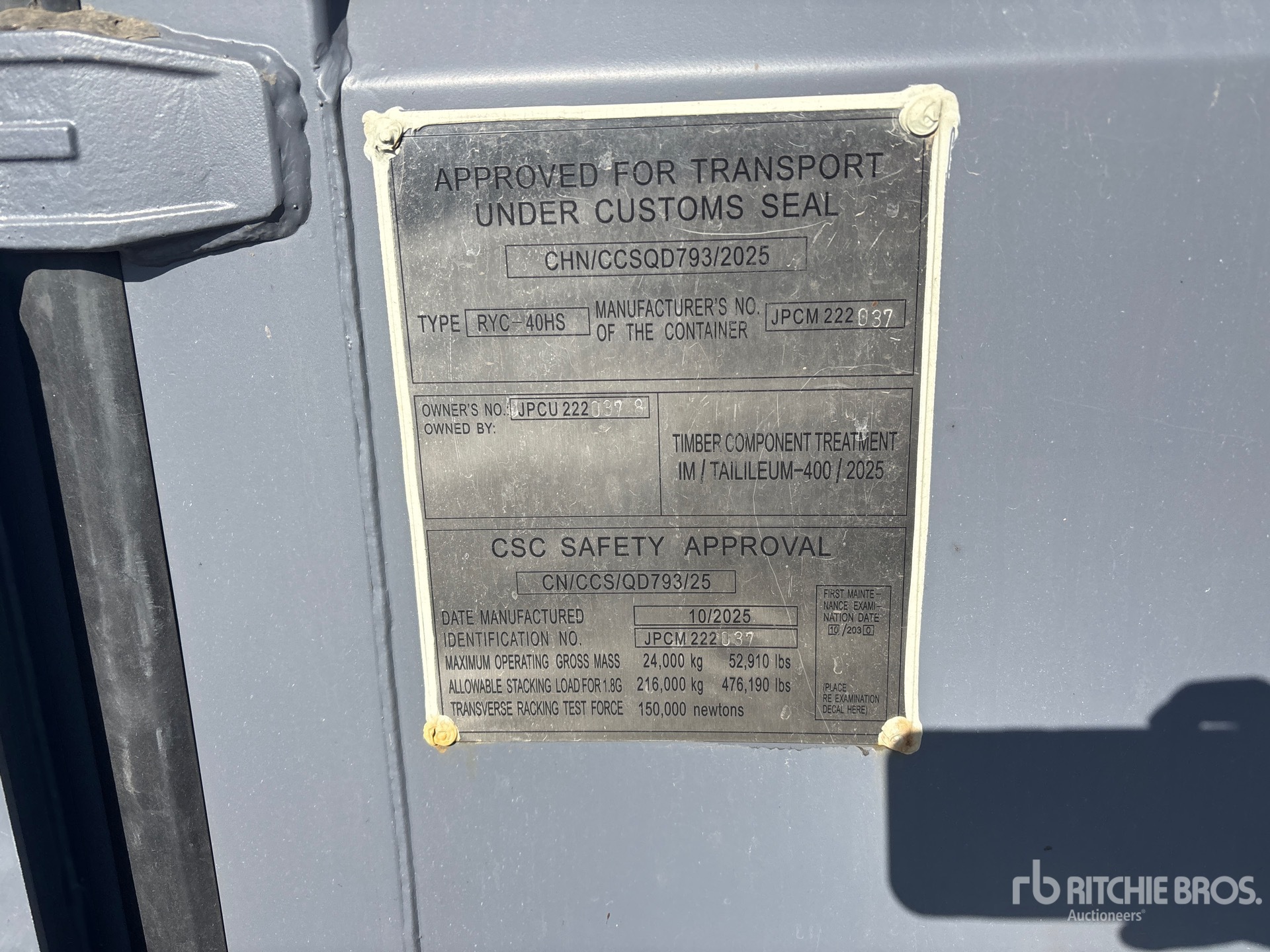 General Appearance with Serial Number / VIN