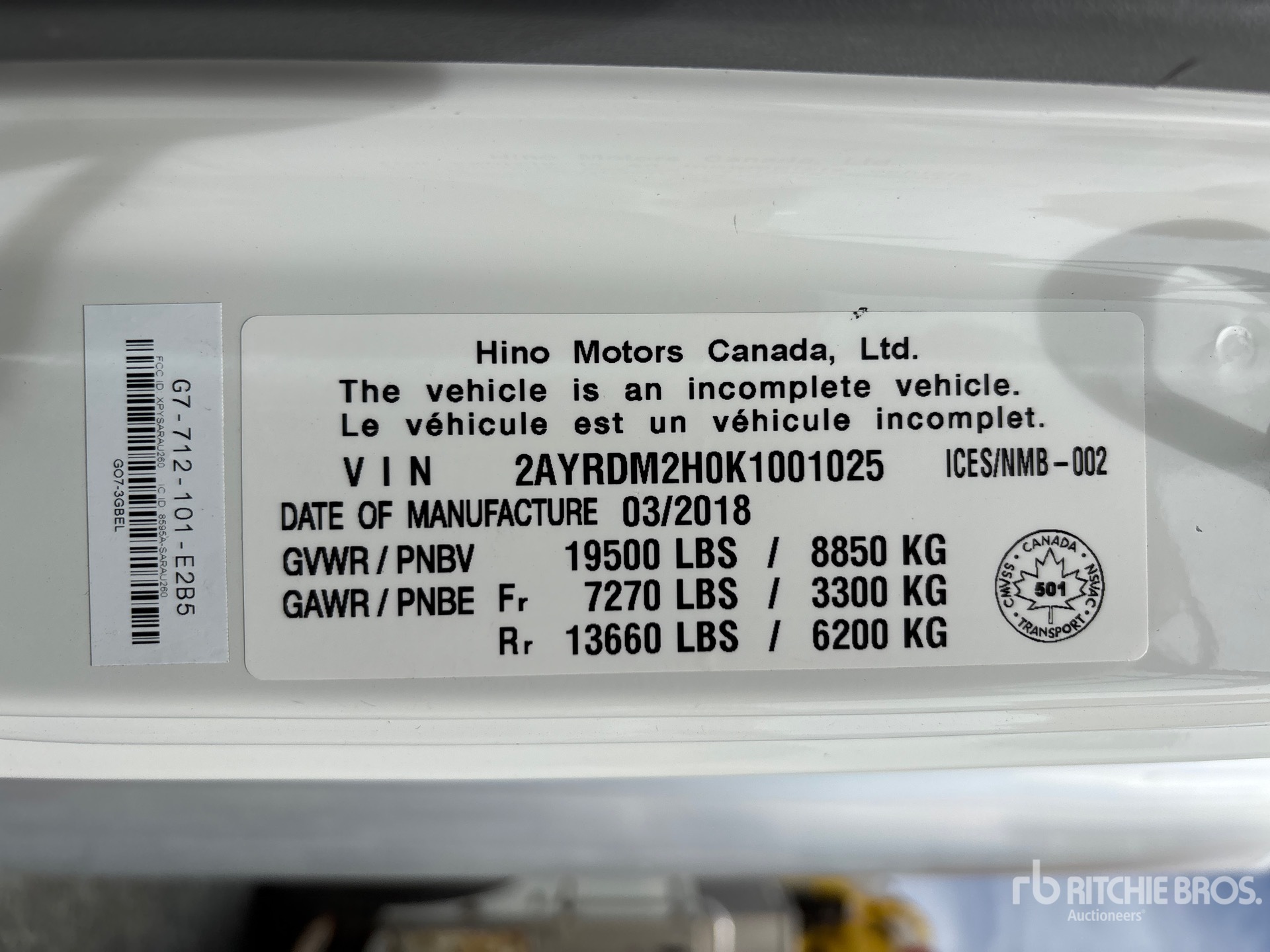 General Appearance with Serial Number / VIN