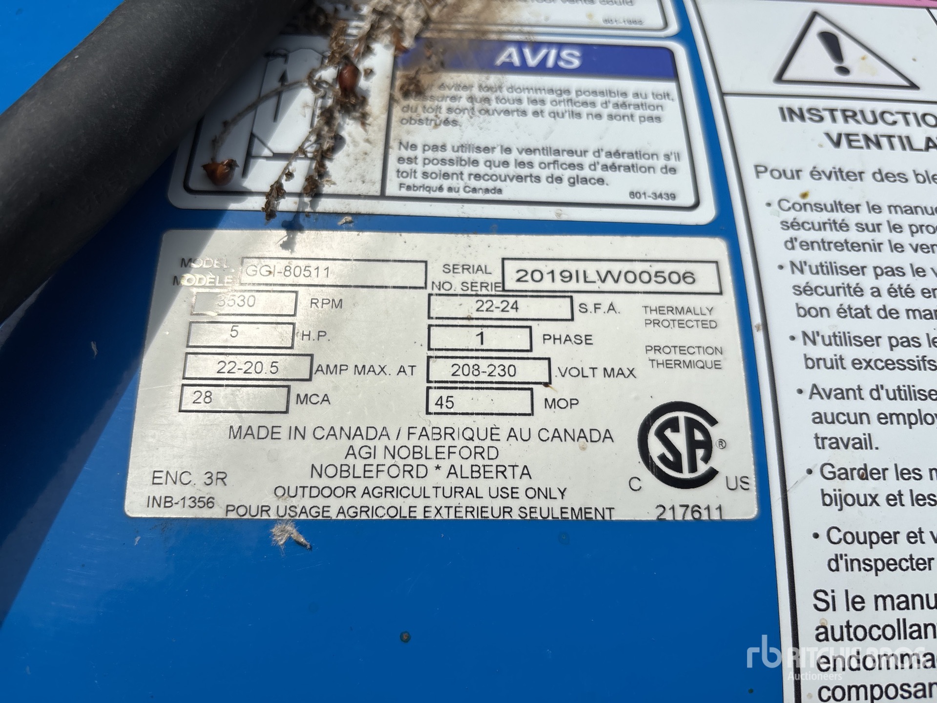 General Appearance with Serial Number / VIN