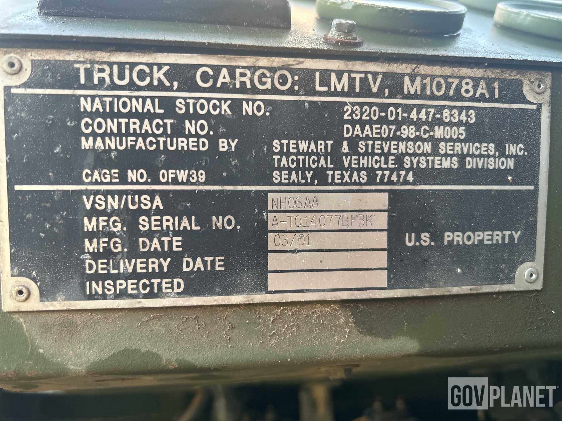 General Appearance with Serial Number / VIN