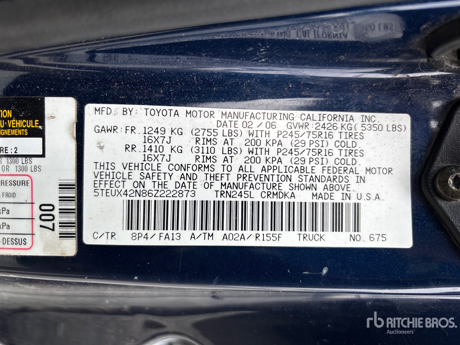 General Appearance with Serial Number / VIN