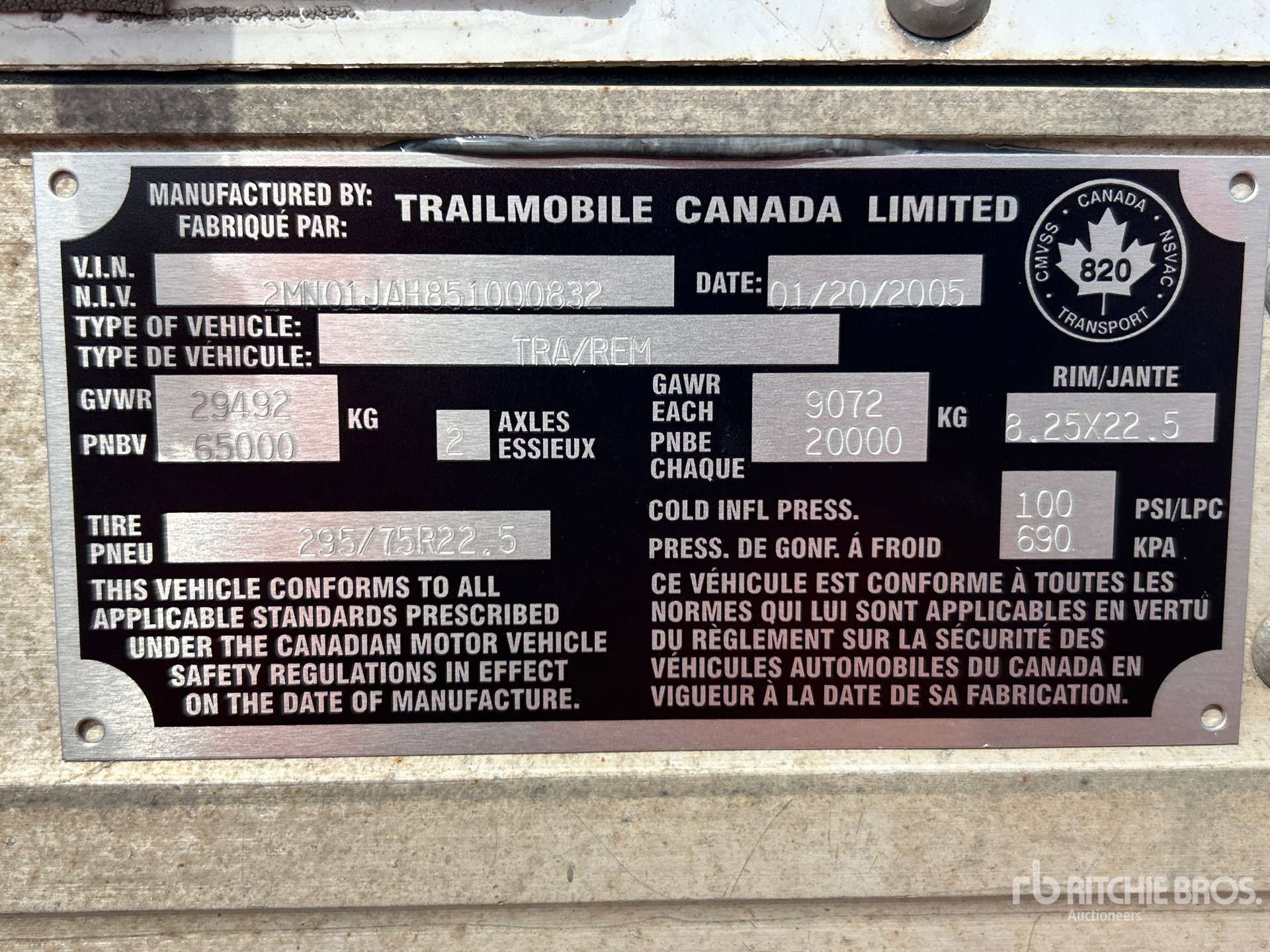 2005 Trailmobile 53 ft x 102 in T/A