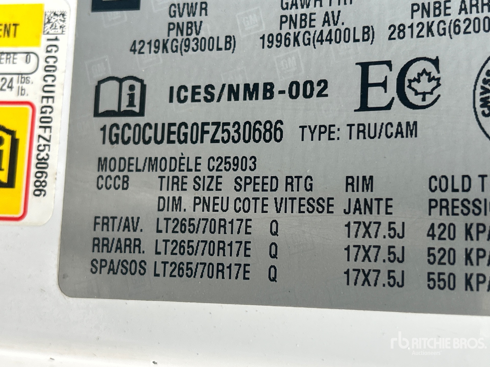 General Appearance with Serial Number / VIN