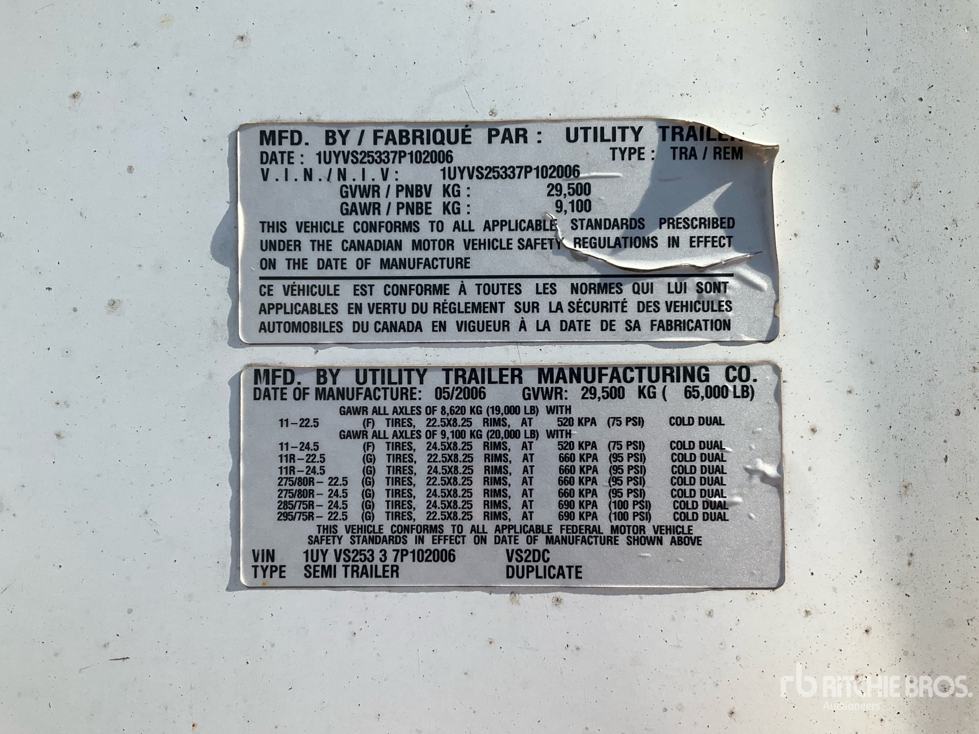 2007 Utility 53 ft x 102 in T/A