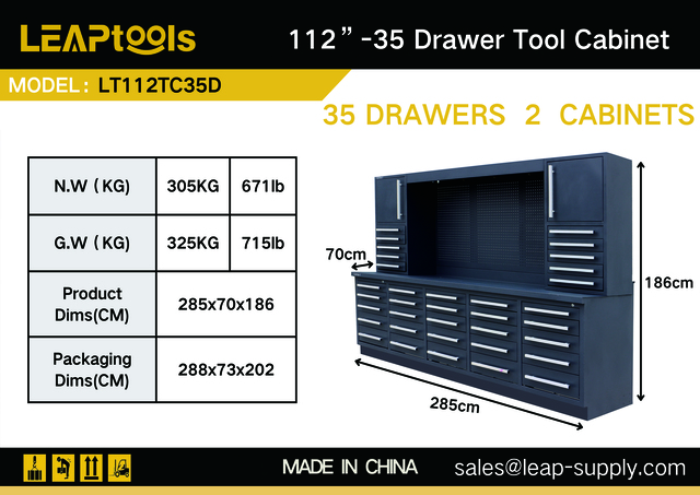 2026 LEAPtools LT112TC35D 2850 mm 35-Drawer Tool Cabinet (Unused)