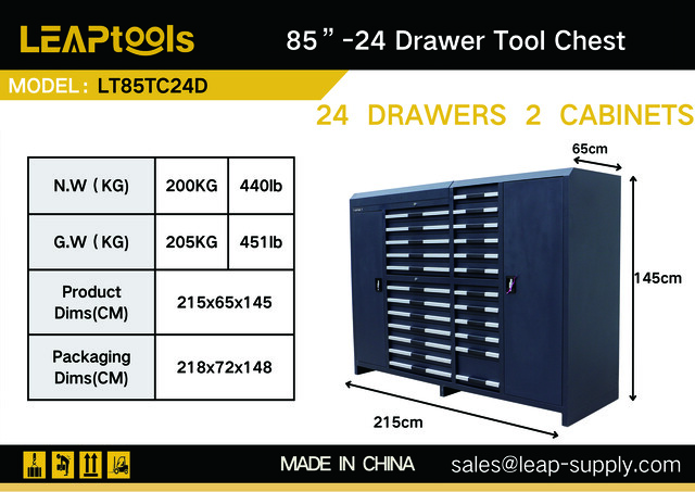 2026 LEAPtools LT85TC24D 2150 mm 24-Drawer Tool Cabinet (Unused)