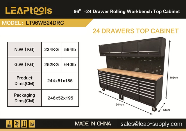 2026 LEAPtools LT96WB24DRC 2440 mm 24-Drawer Tool Cabinet (Unused)