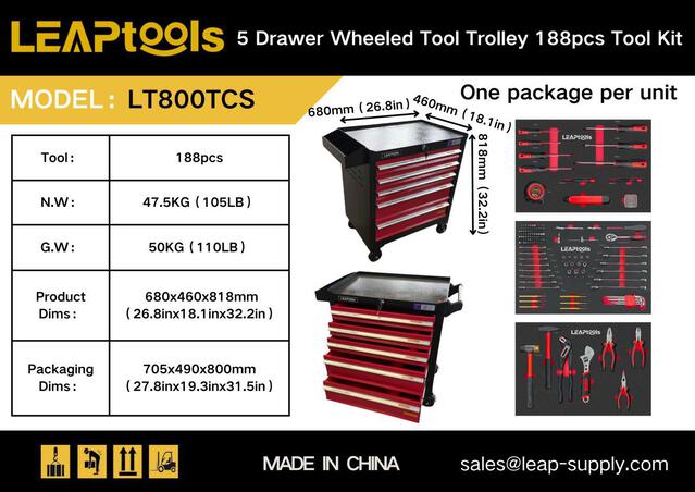 Quantity of (2) 2026 LEAPtools LT800TCS 5 Drawer 188pcs Tool Kit (Unused)