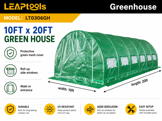 Quantity of (2) 2026 LEAPtools LT0306GH 20 ft x 10 ft Greenhouse (Unused)